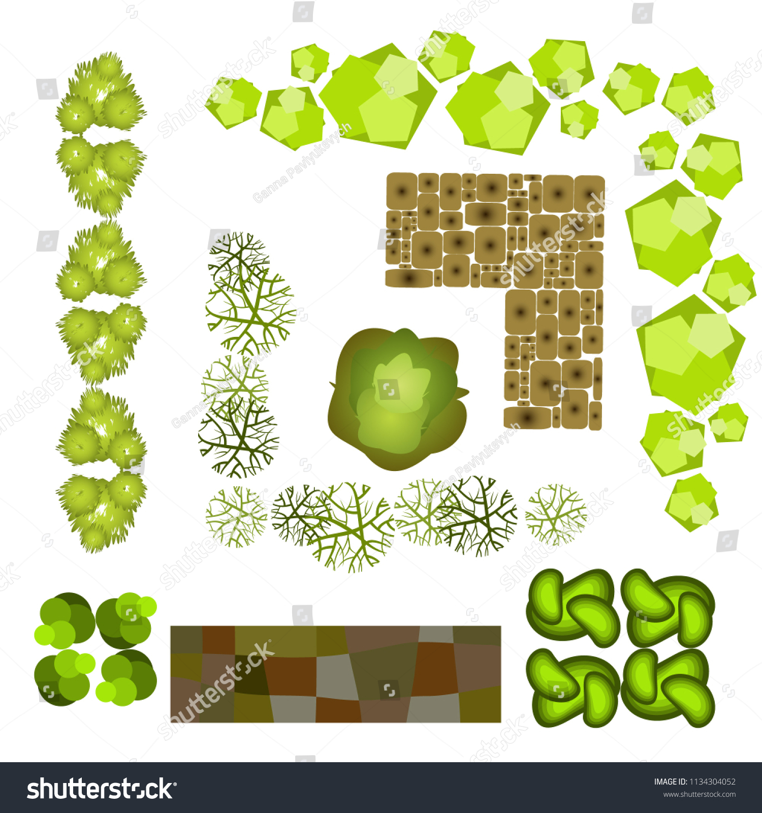 Trees Top Viewdifferent Trees Plants Vector เวกเตอร์สต็อก ปลอดค่าลิขสิทธิ์ 1134304052 3487