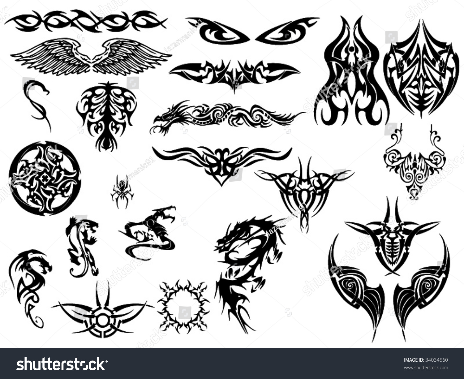 Tribal Tattoos Stock Vector (Royalty Free) 34034560