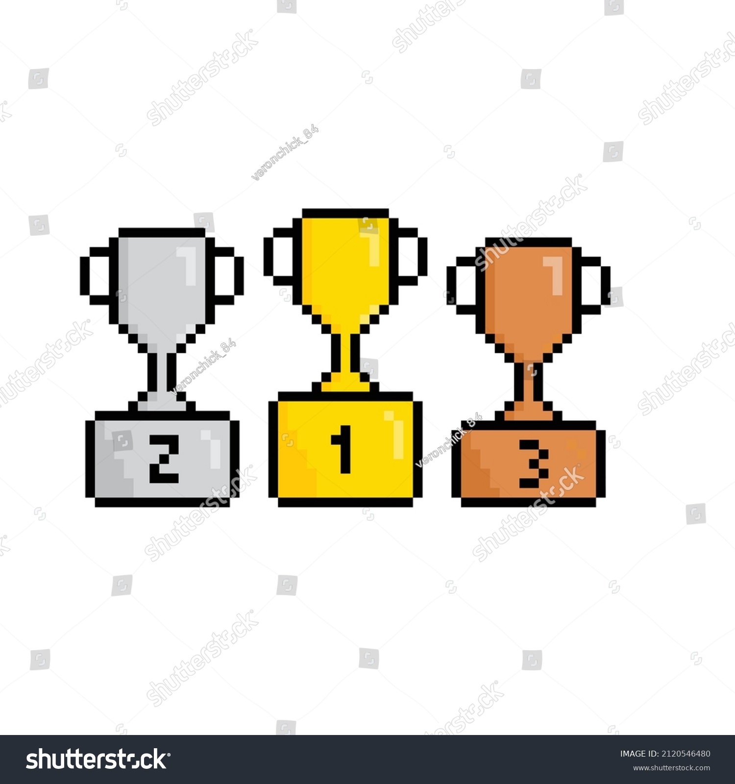 Trophy Pixel Art Icon Vector Gold Stock Vector Royalty Free 2120546480