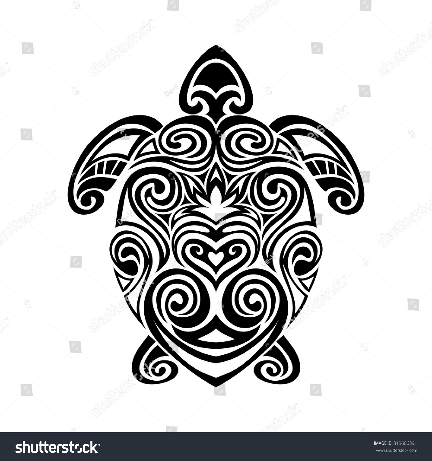 Turtle In Maori Tattoo Style Stock Vector Illustration 313606391 ...