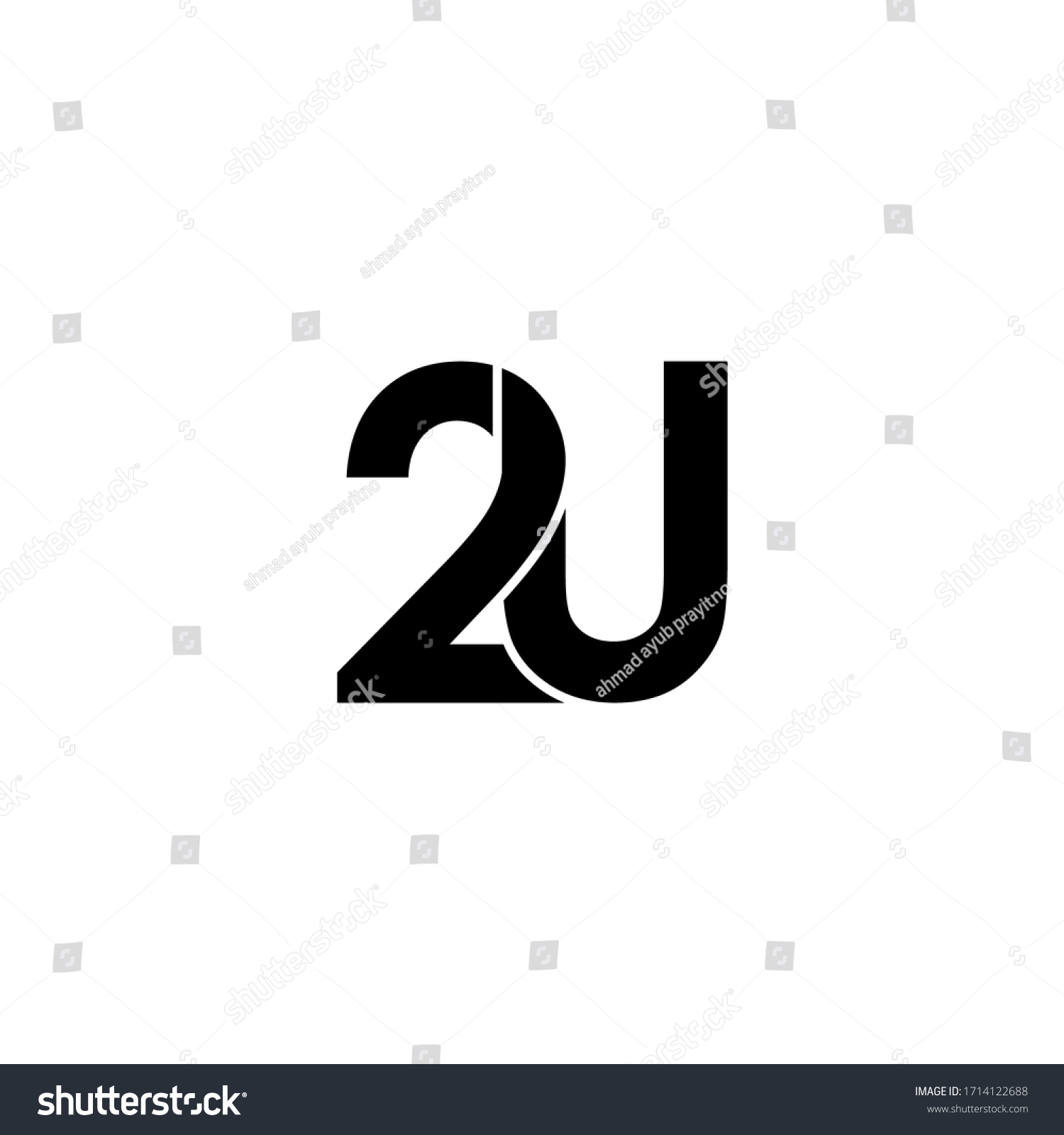 SVG of 2u letter original monogram logo design svg