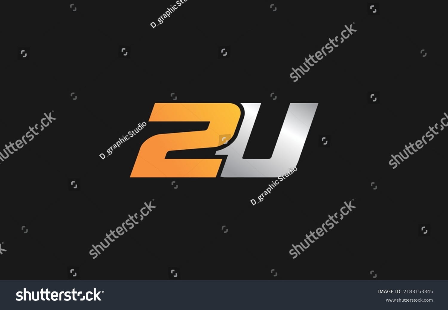 SVG of 2U number and letter for identity. typography template vector illustration for your brand. svg
