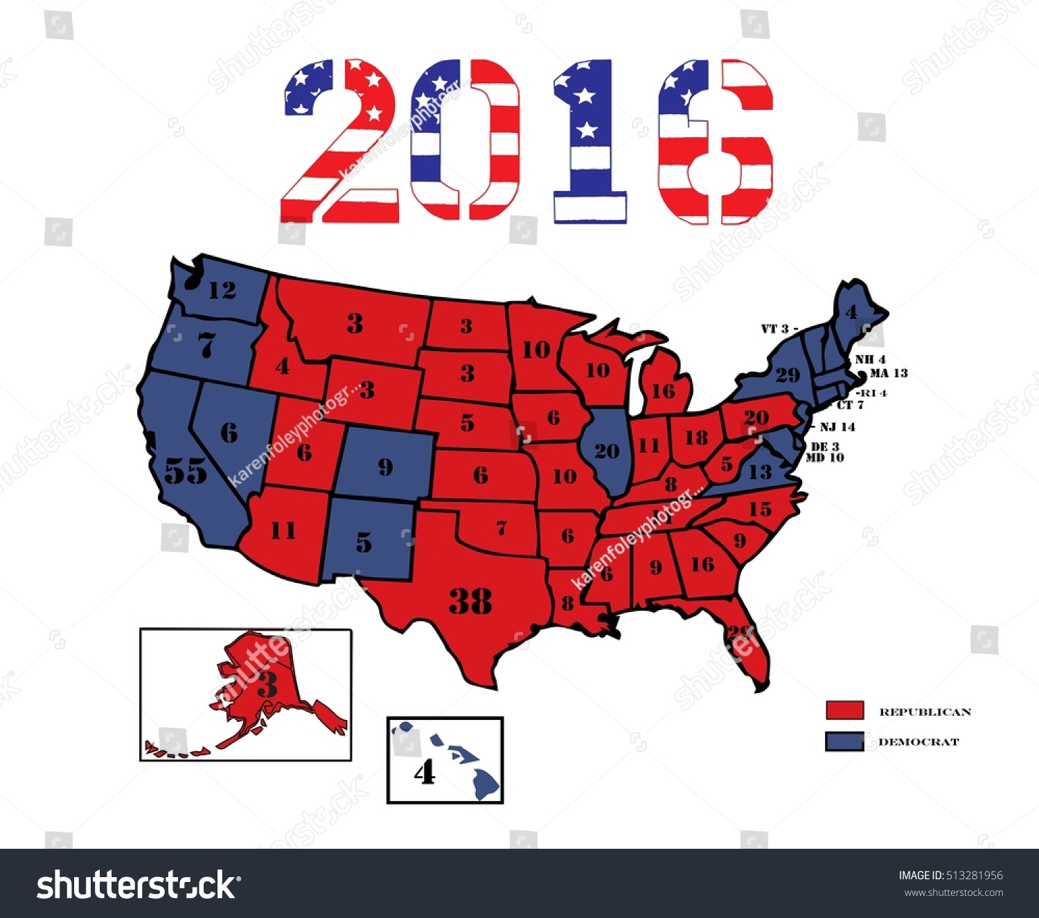 50 United States Colored Republican Red Stock Vector Royalty Free