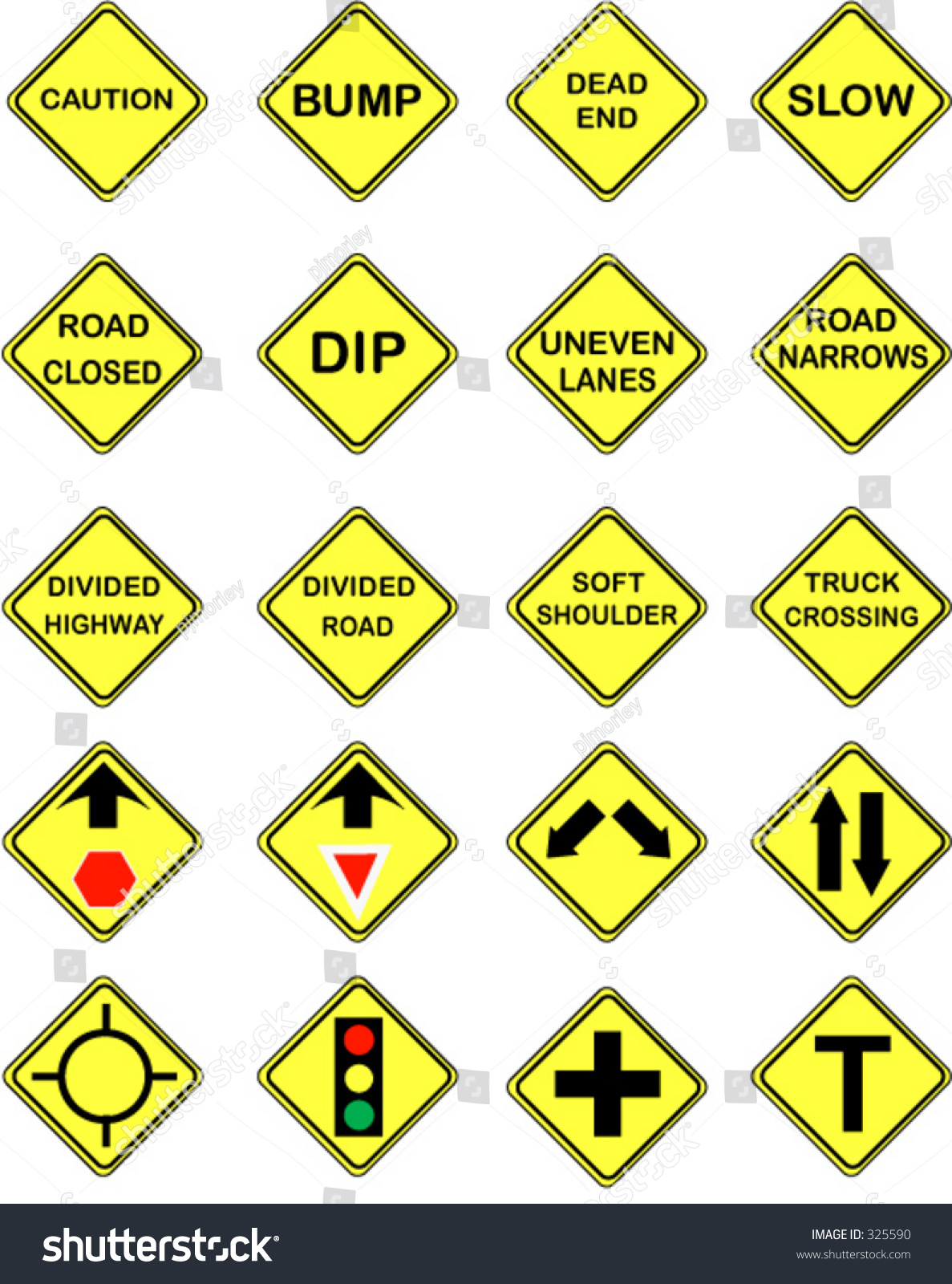 20 Us Road Warning Signs Stock Vector Illustration 325590 : Shutterstock