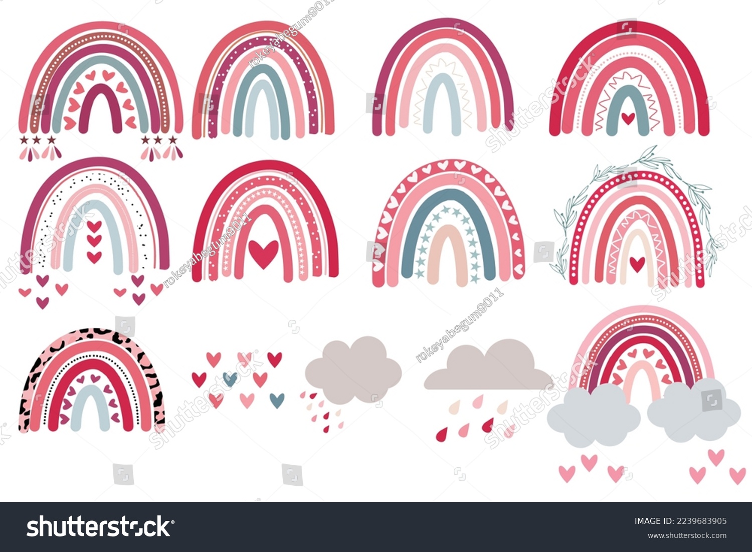SVG of  Valentine's Day Boho Rainbow Bundle   Vector illustration 
 svg