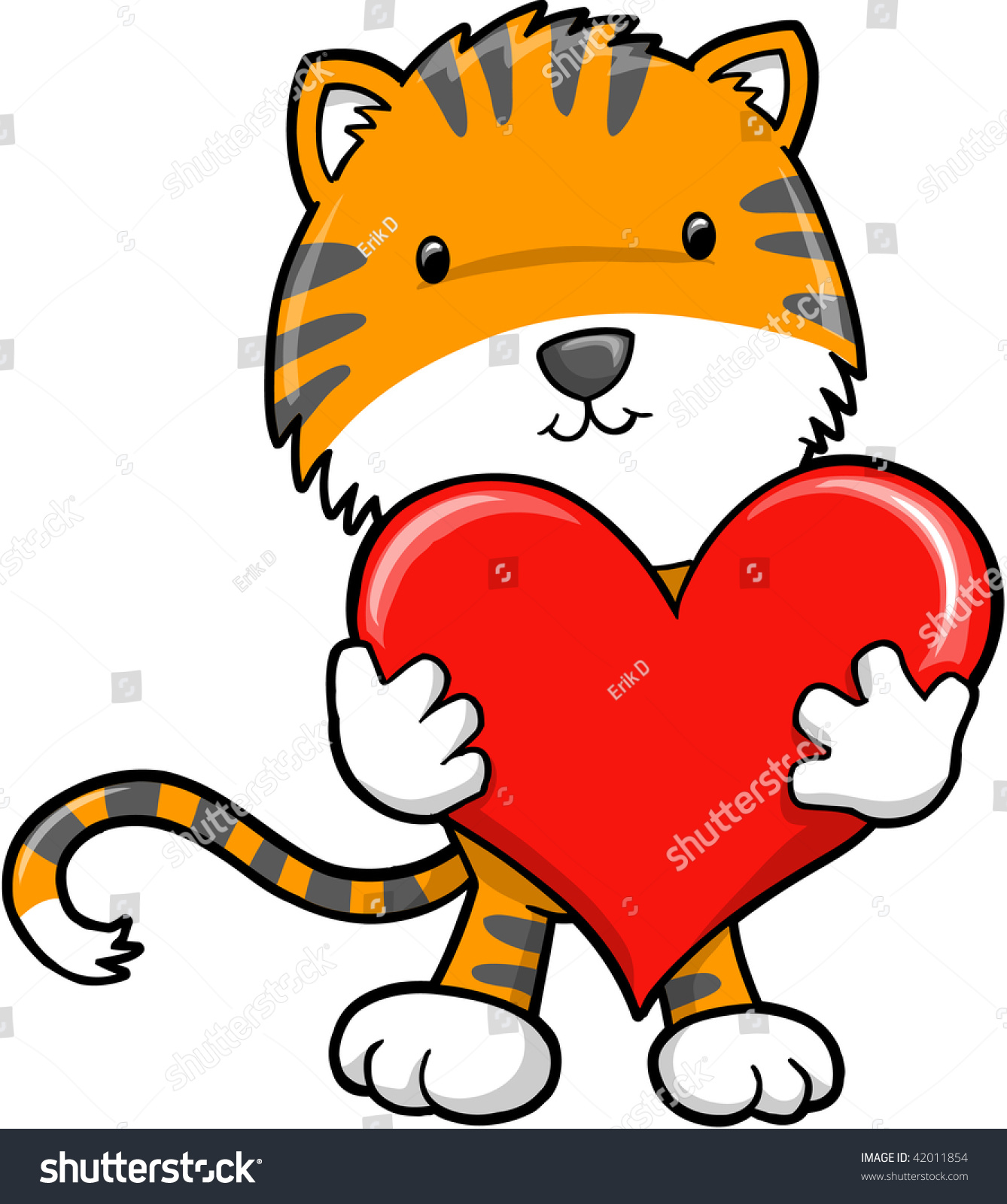 Valentines Tiger Vector Illustration - 42011854 : Shutterstock