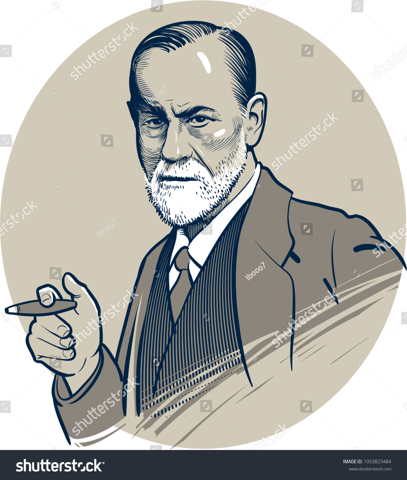 Vector Artwork Famous Psychologist Sigmund Stock Vector Royalty Free