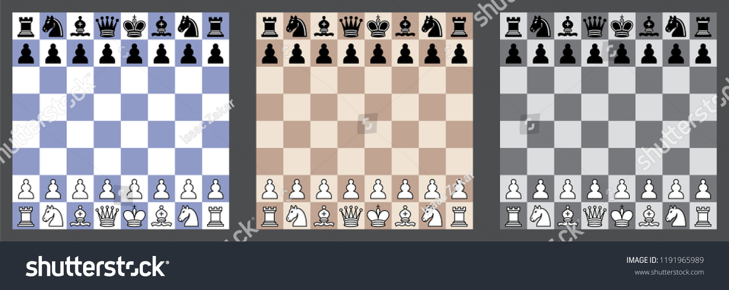 SVG of 3 vector flat chess boards in different colors with black and white pieces svg