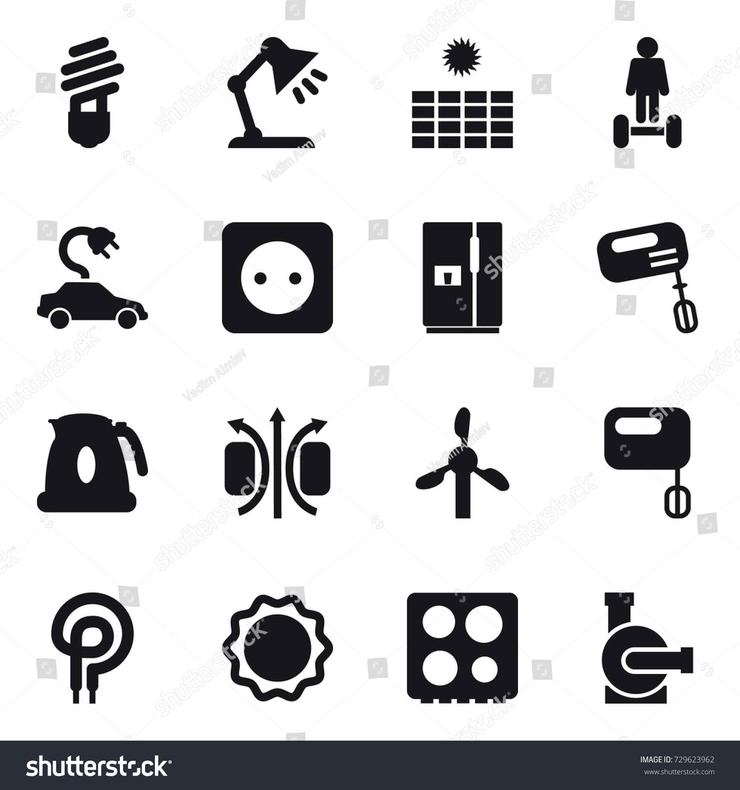 16 Vector Icon Set Bulb Table Stock Vector Royalty Free 729623962