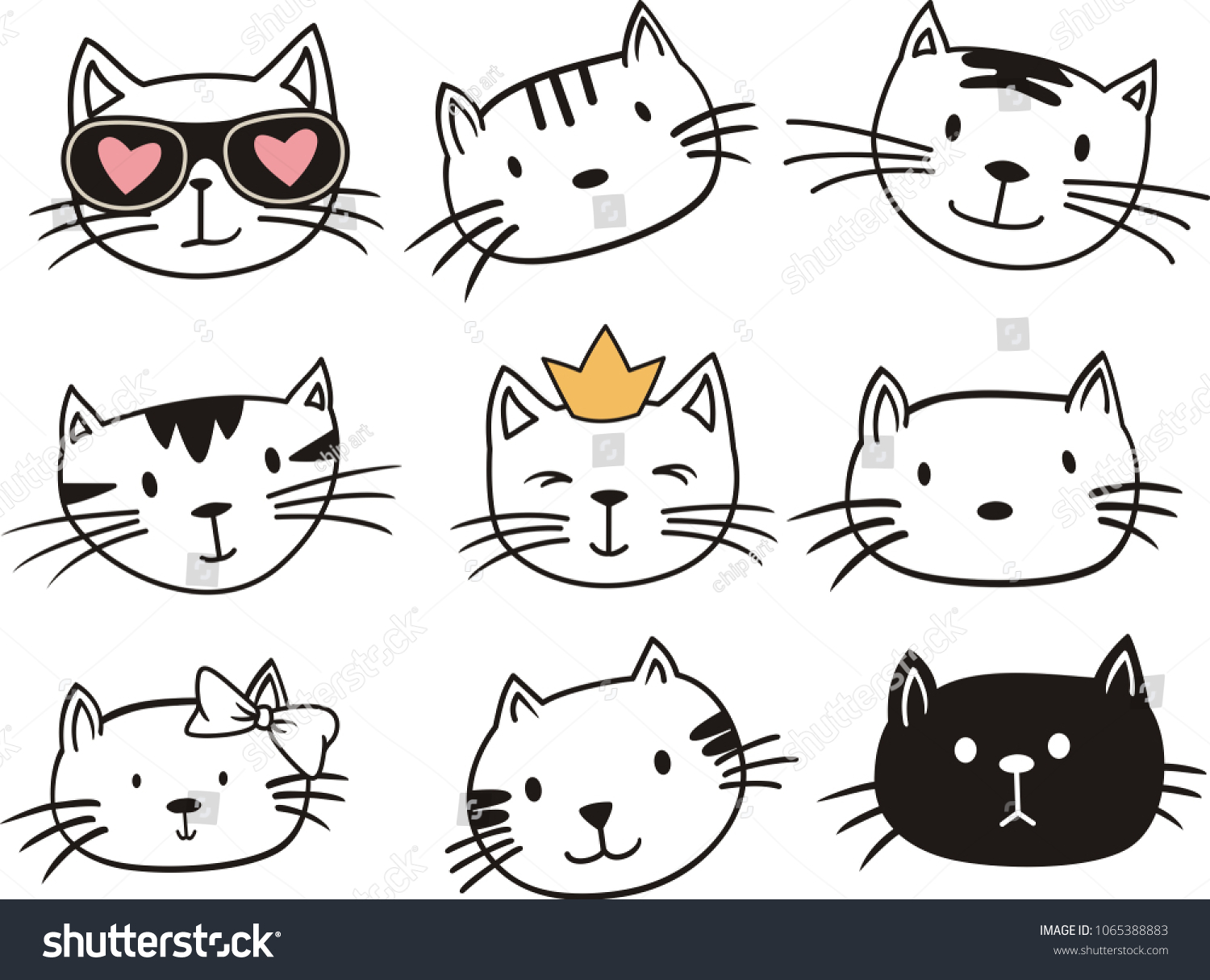 4,022 Black and white clip cat face Images, Stock Photos & Vectors