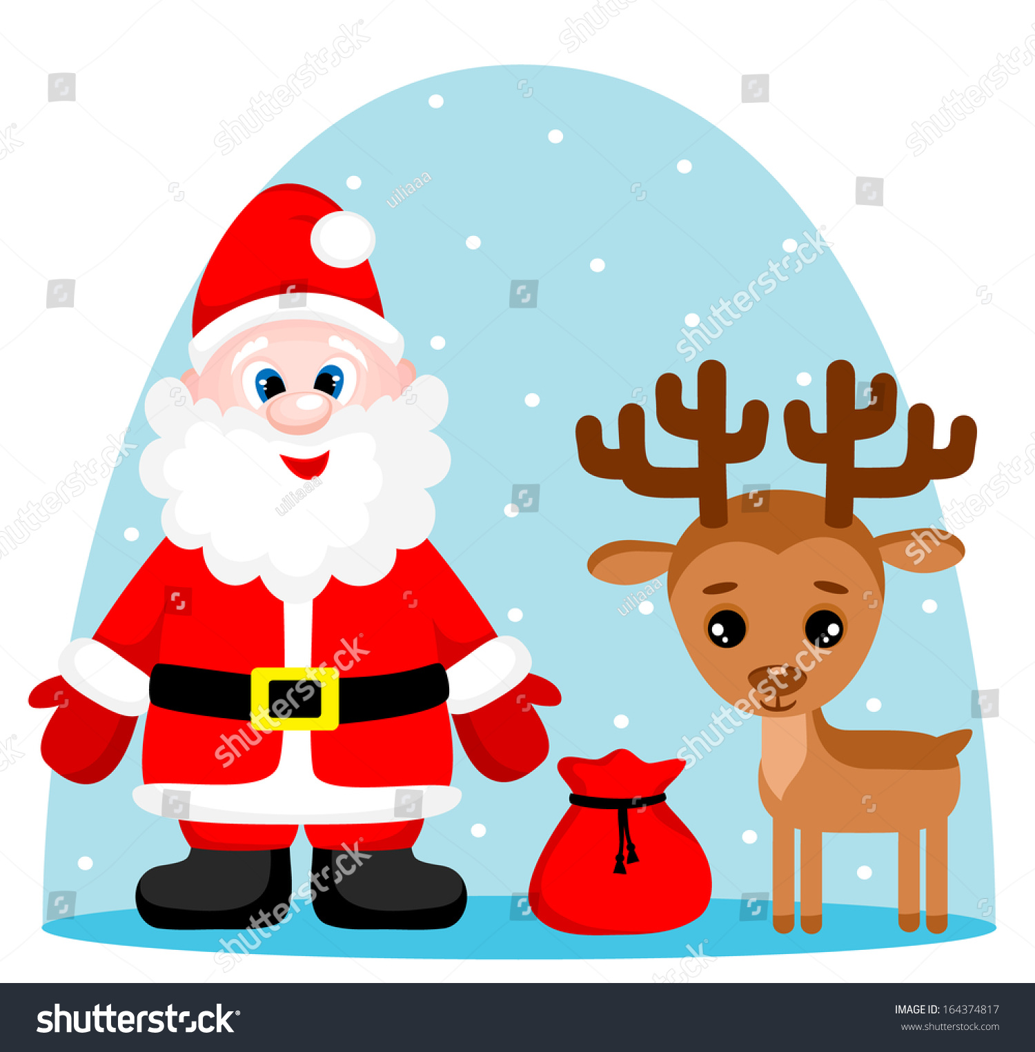Vector Illustration Cute Santa Claus Gifts Stock Vector