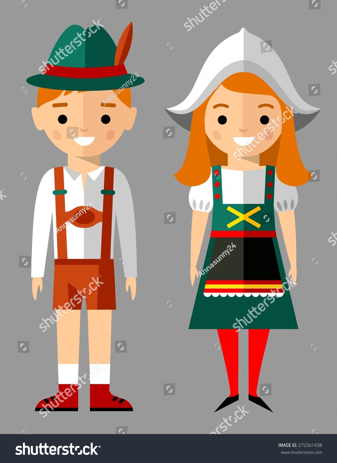 ドイツ人の子ども 男の子 女の子 ドイツ人の女性と国の衣装を着た男性のベクターイラスト のベクター画像素材 ロイヤリティフリー