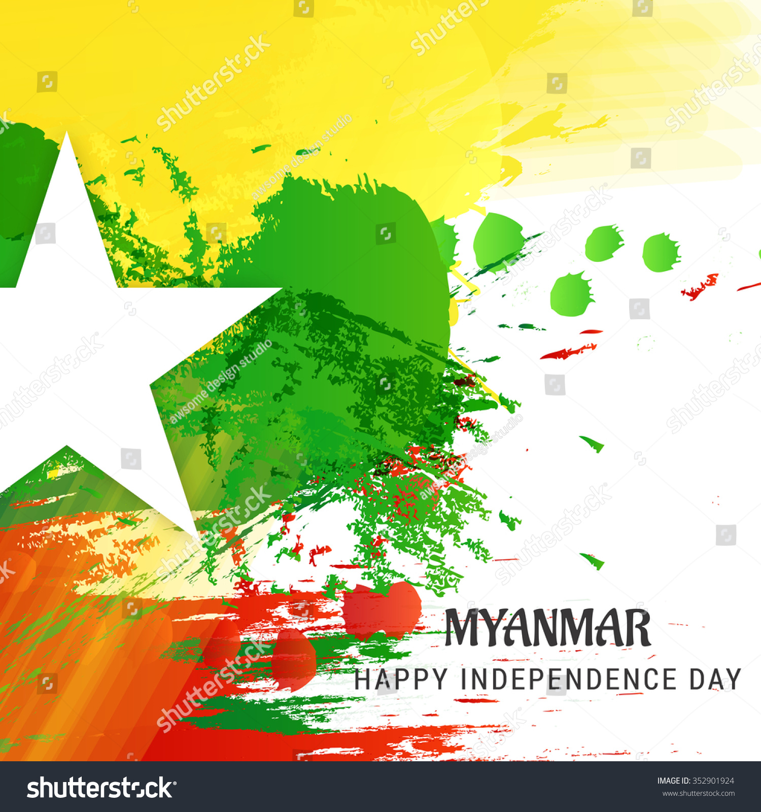 Vector Illustration Independence Day Myanmar Stock Vector (Royalty Free ...