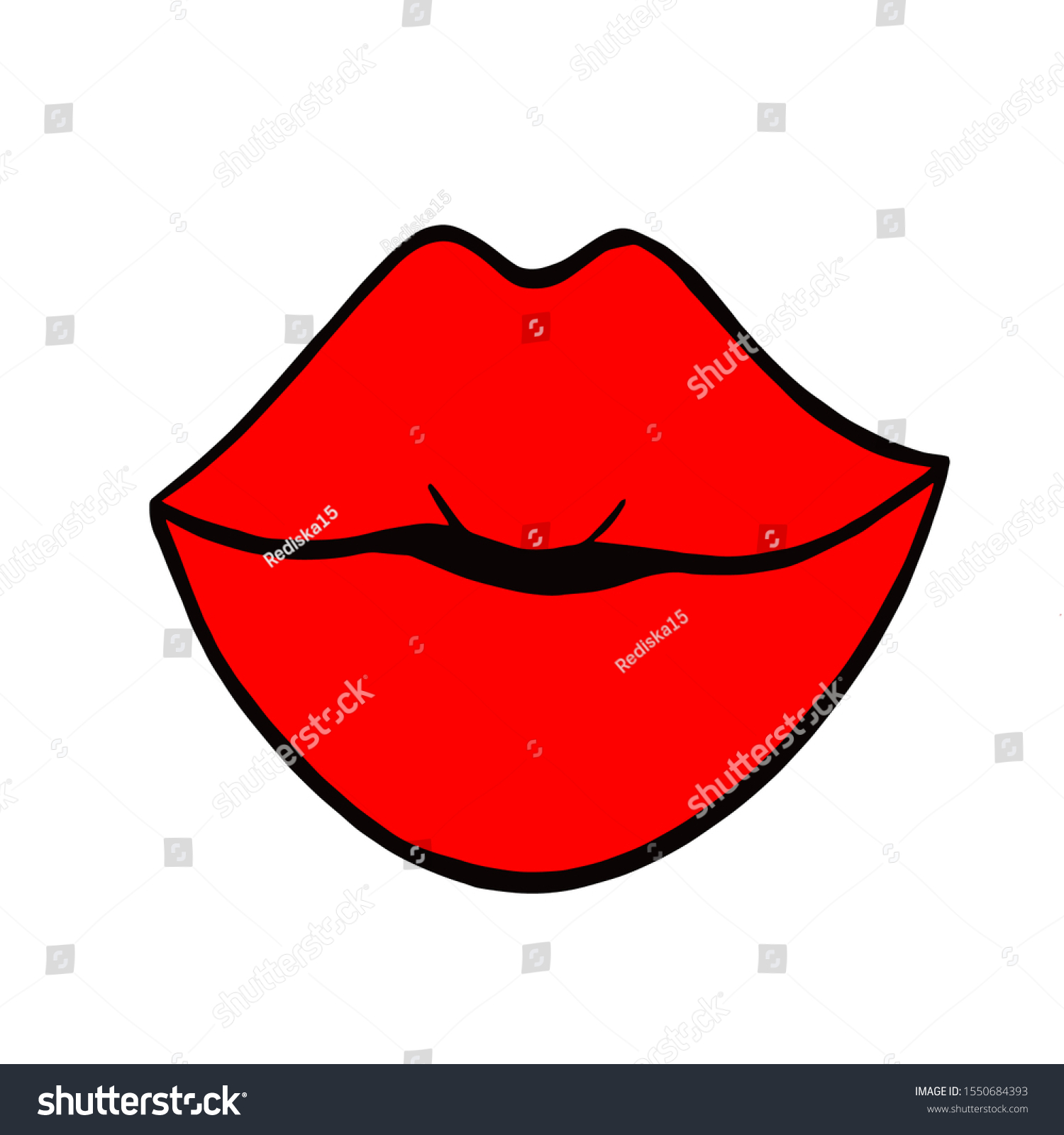 Vector Illustration Red Lips Kiss Stock Vector Royalty Free 1550684393