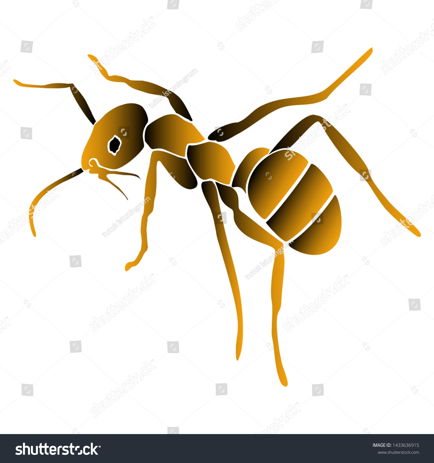 stylized ant in brown and yellow clip art preview