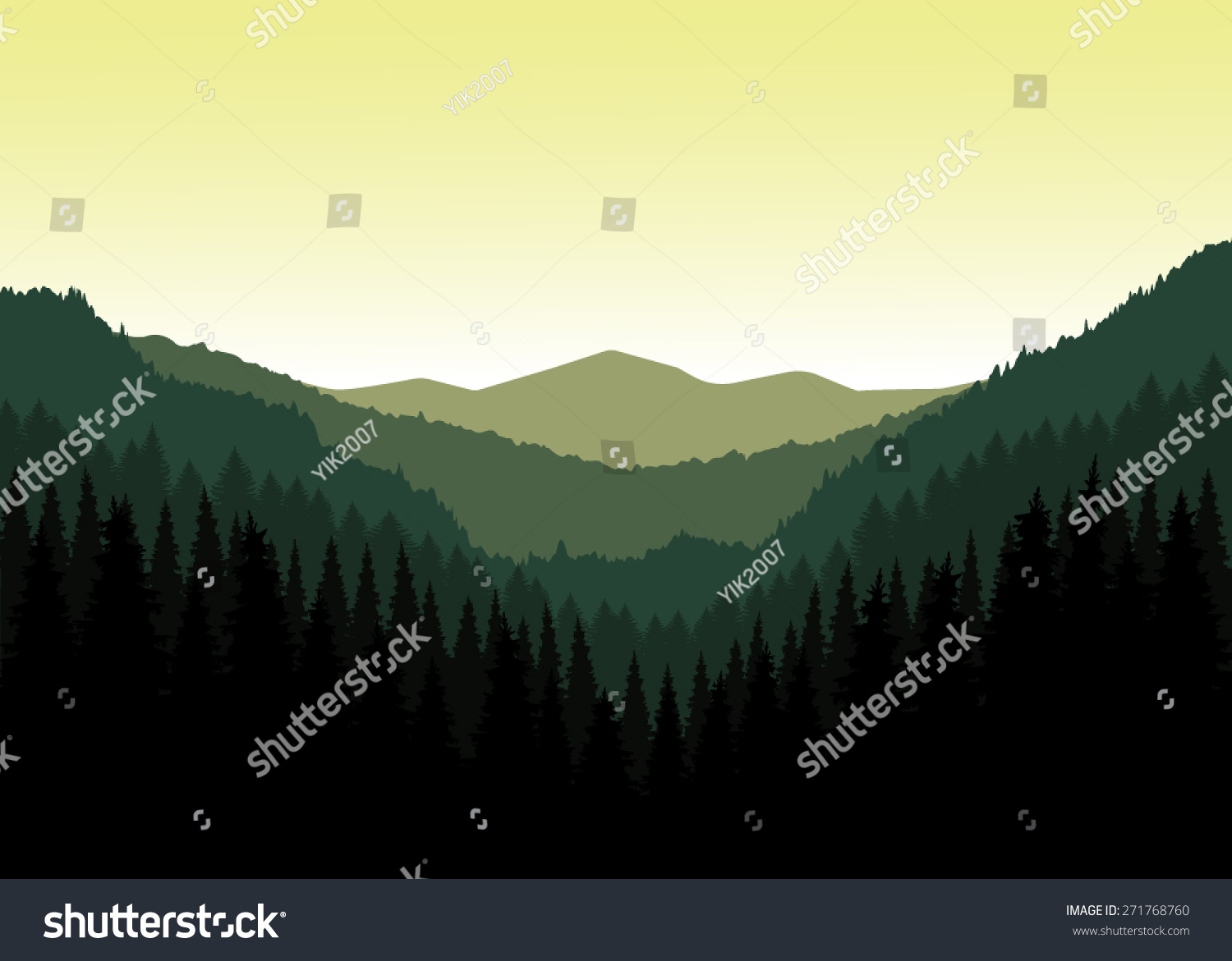 Vector Landscape. Panorama Of Mountains. Valley(Canyon). Three Peaks ...