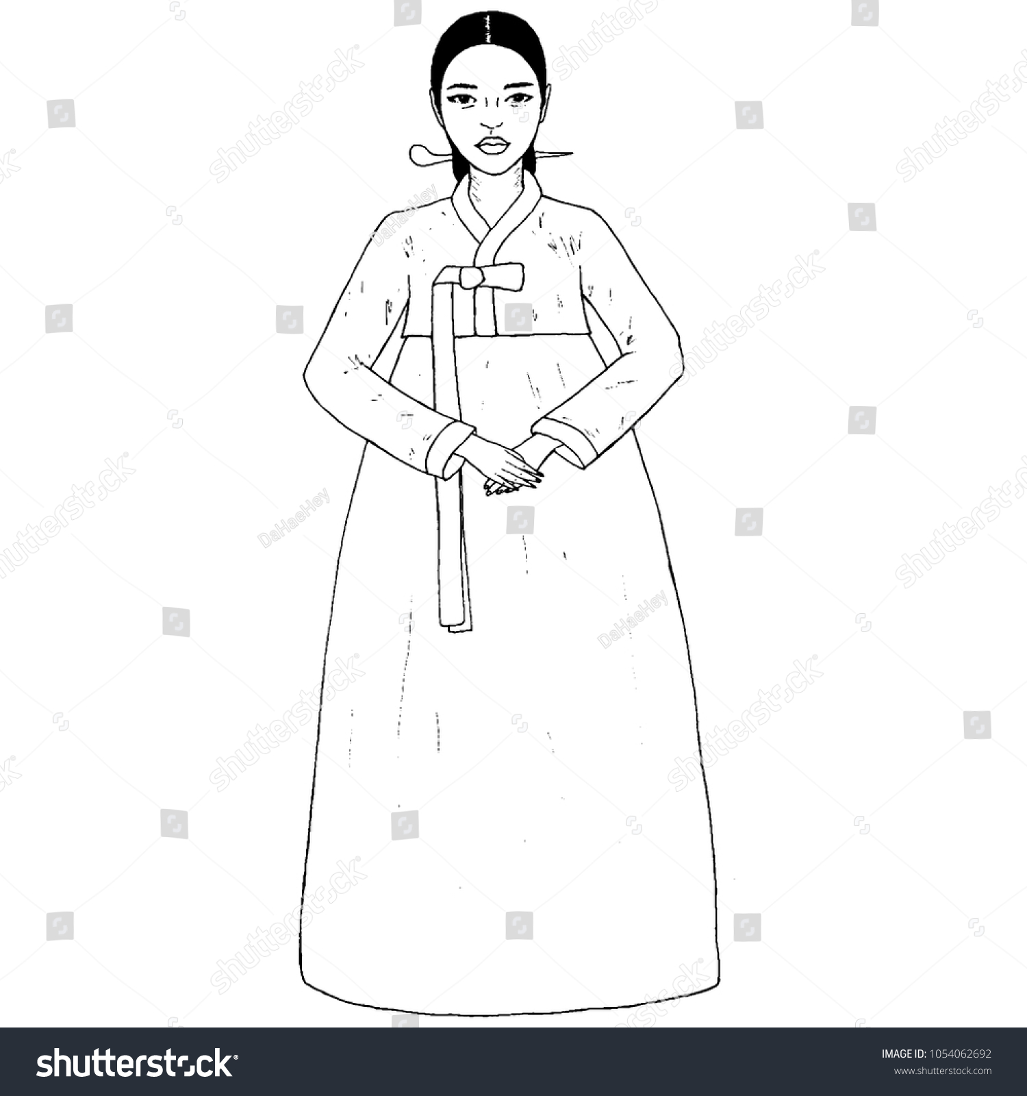 traditional south korean women coloring page