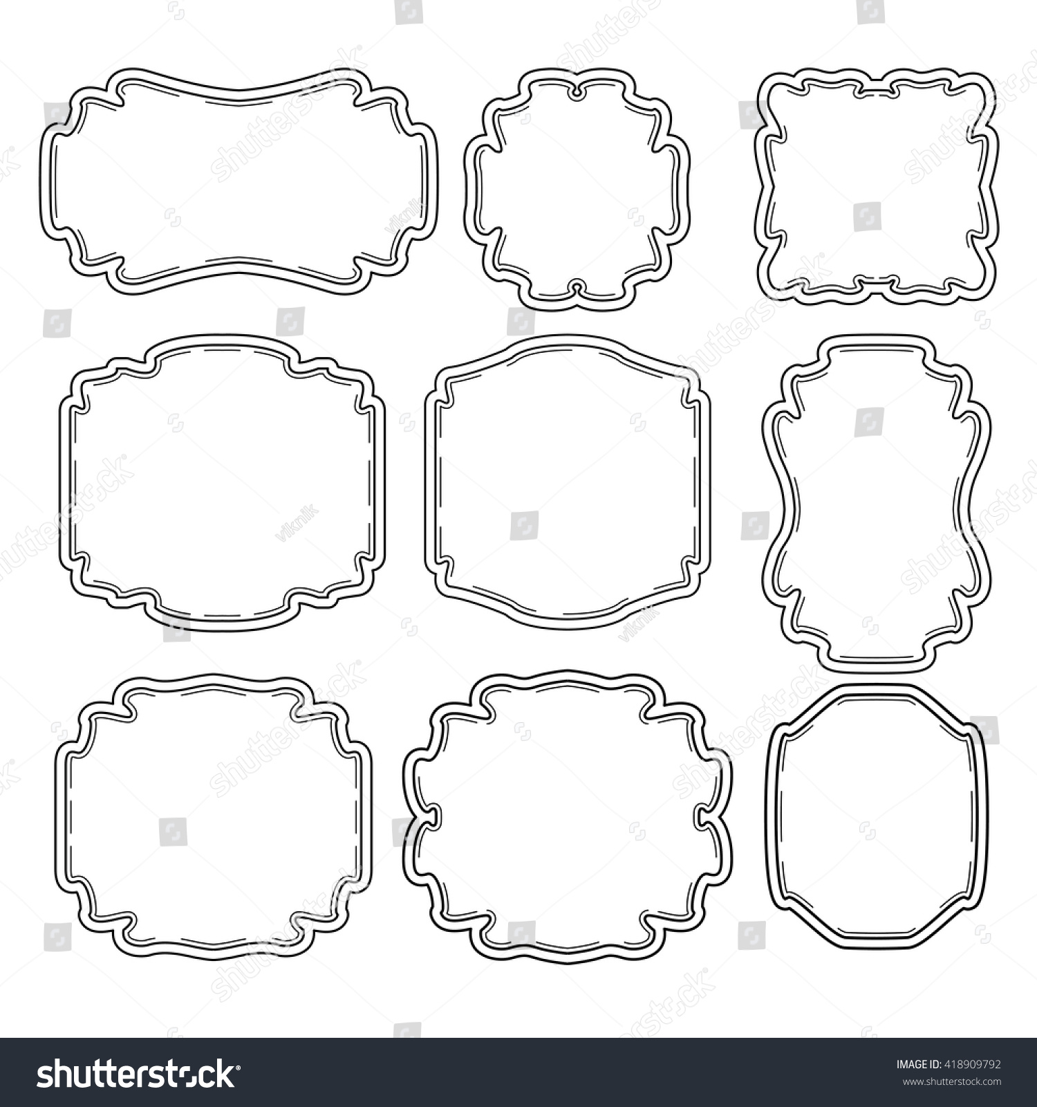 Vector Set Vintage Labels Frame Stock Vector (Royalty Free) 418909792