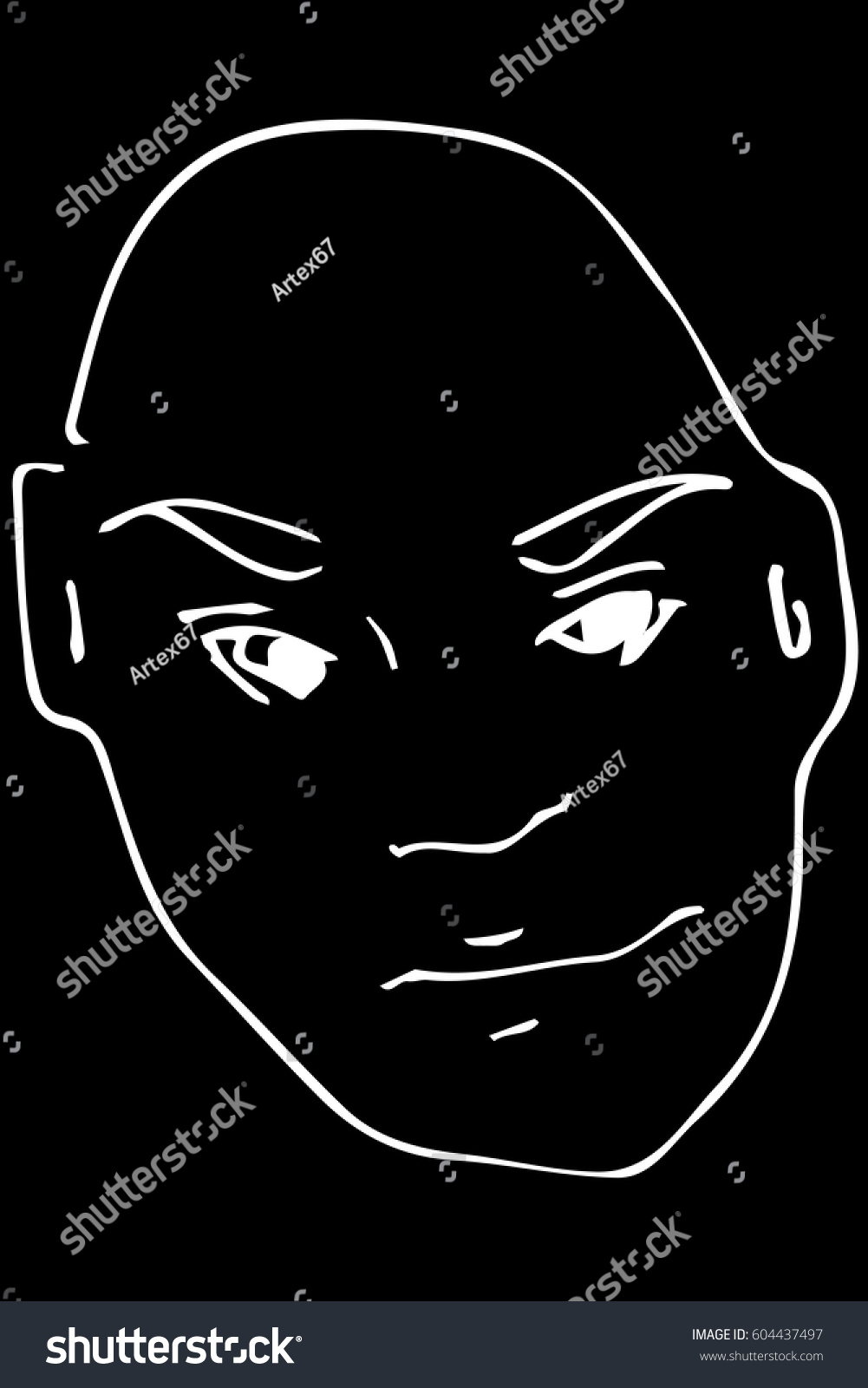 Vector Sketch Face Adult Bald Man Stock Vector Royalty Free 604437497 Shutterstock 