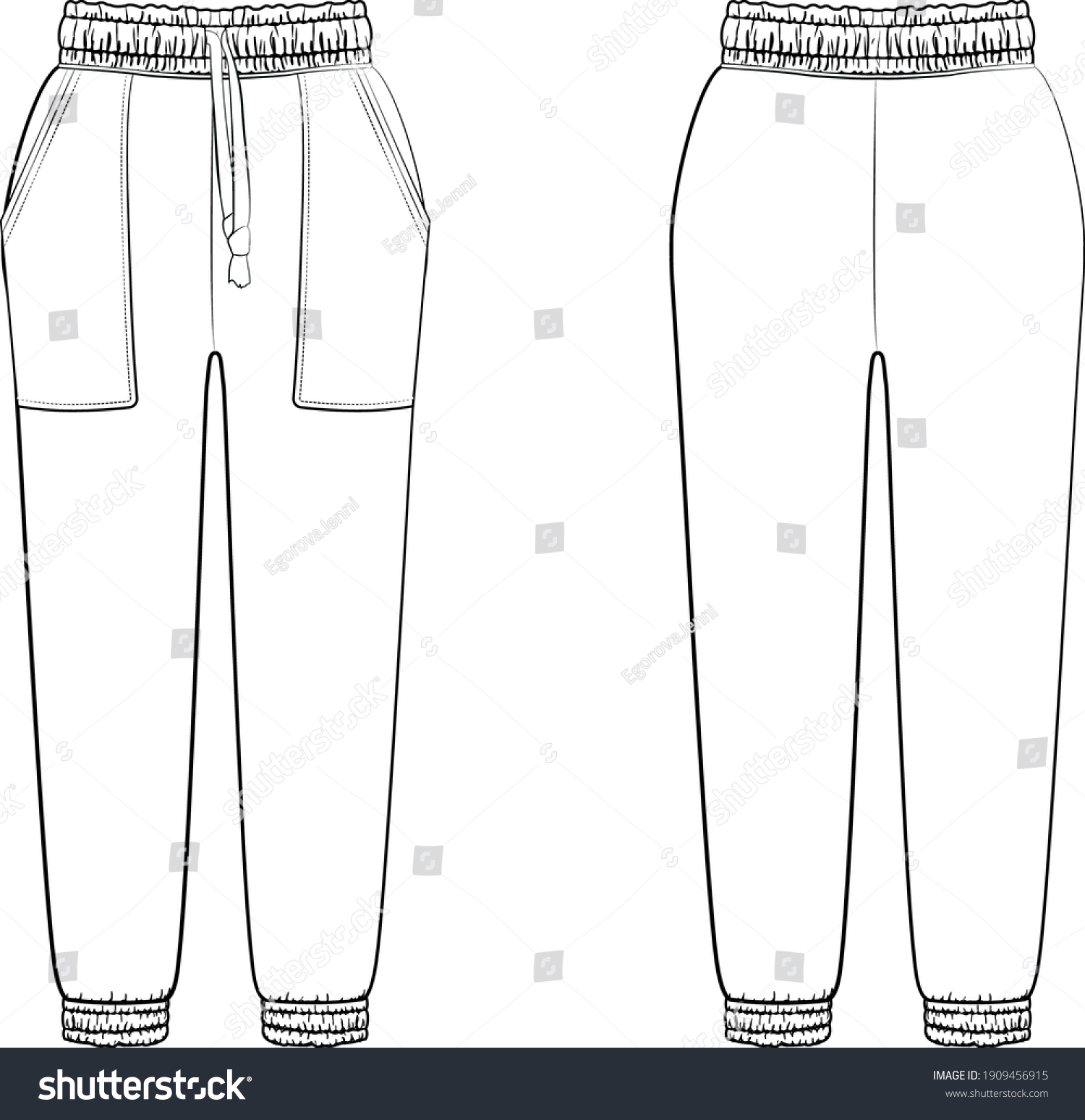 Vector Sketch Sports Pants Front Back Stock Vector (Royalty Free ...