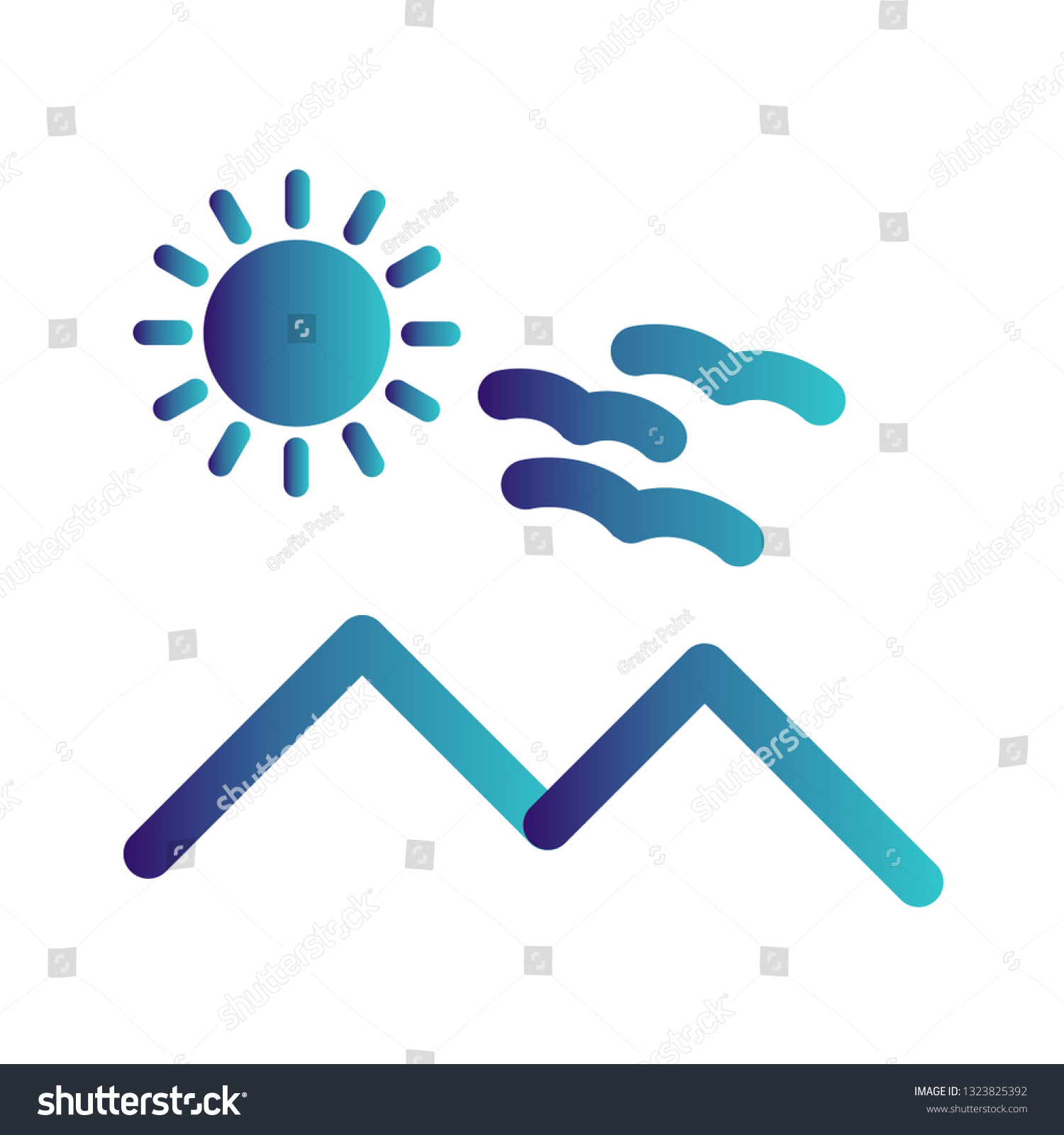 Vector Sunny Mounatin Icon Stock Vector (Royalty Free) 1323825392 ...