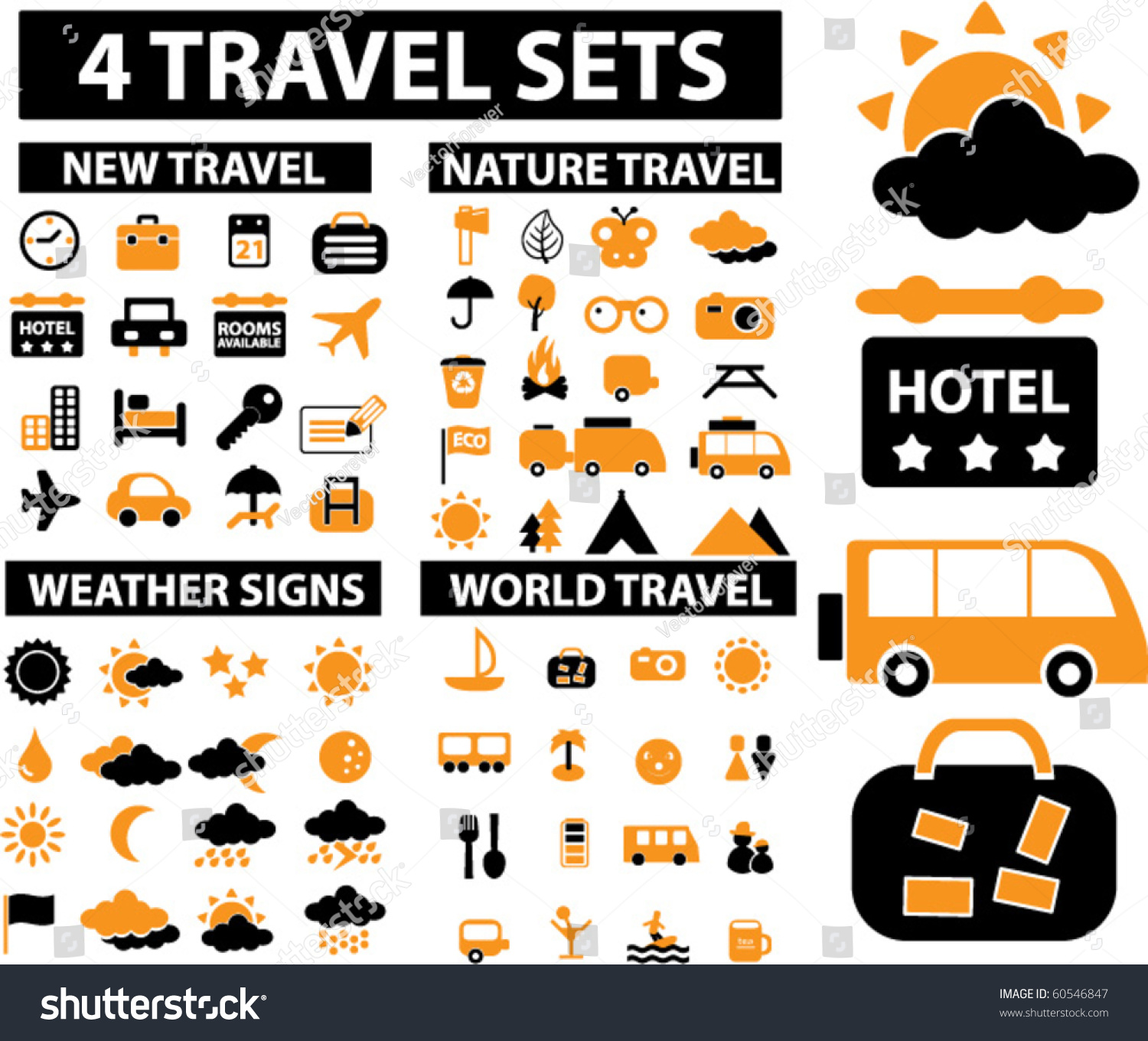 SVG of 4 vector travel & vacation sets. svg