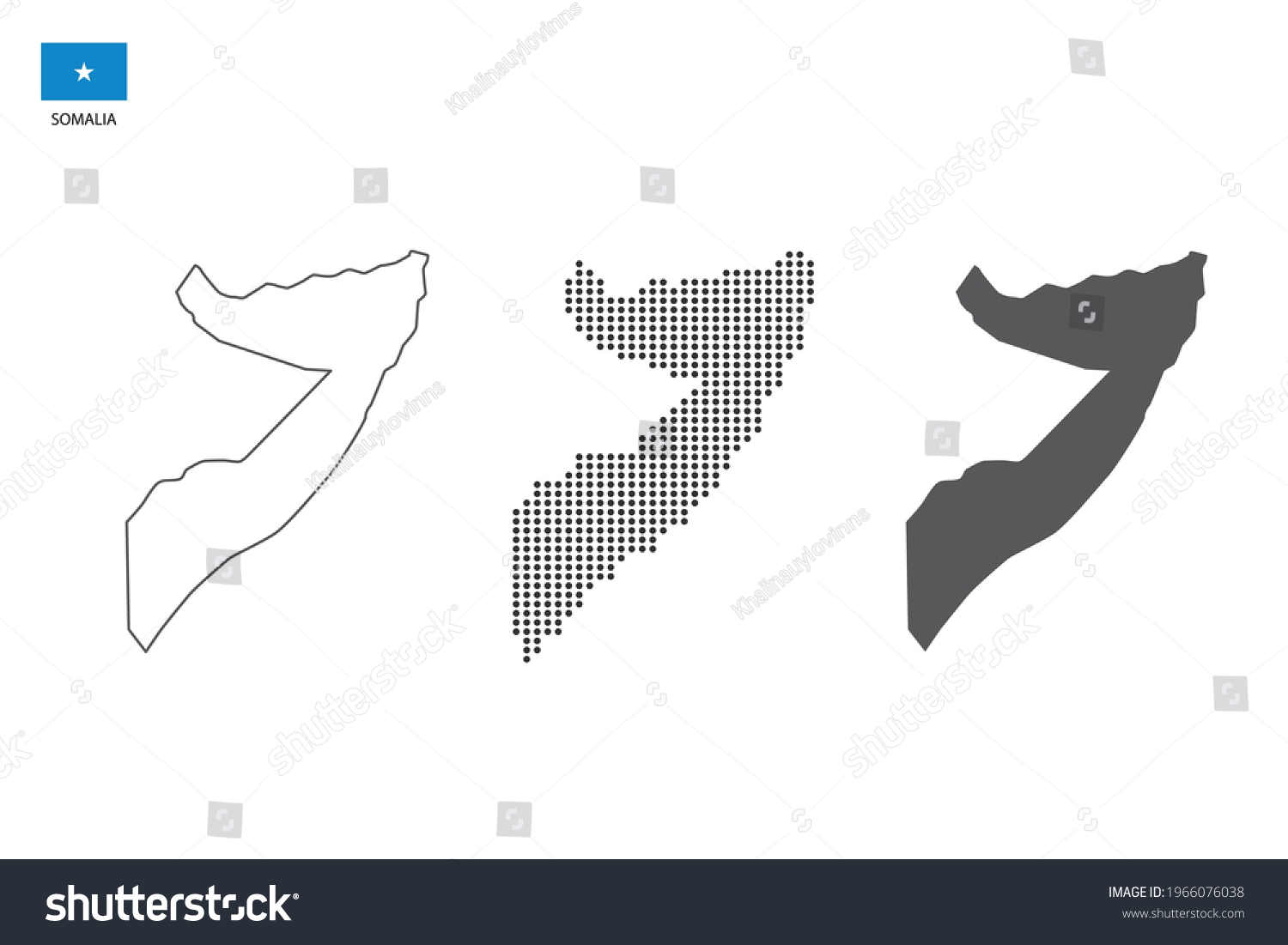 3 Versions Somalia Map City Vector Stock Vector Royalty Free   Stock Vector  Versions Of Somalia Map City Vector By Thin Black Outline Simplicity Style Black Dot Style And 1966076038 