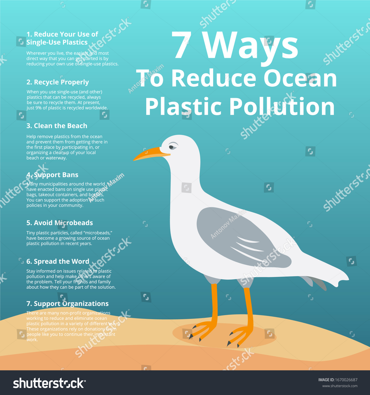 7 Ways Reduce Ocean Plastic Pollution Stock Vector (Royalty Free ...