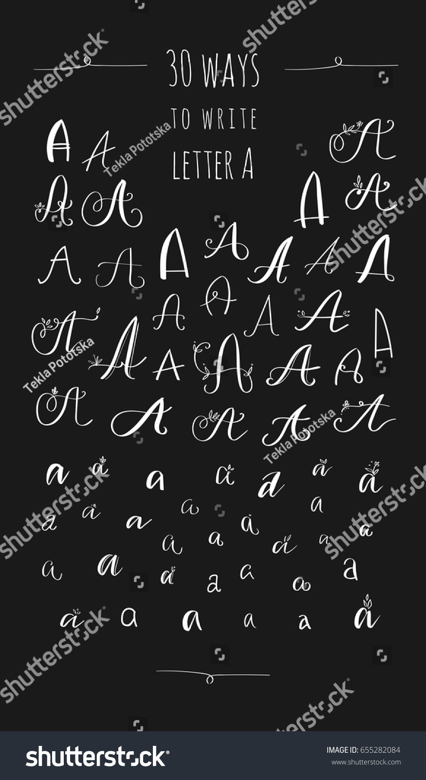 30 Ways Write Letter Vector Calligraphy Stock Vector Royalty Free 655282084