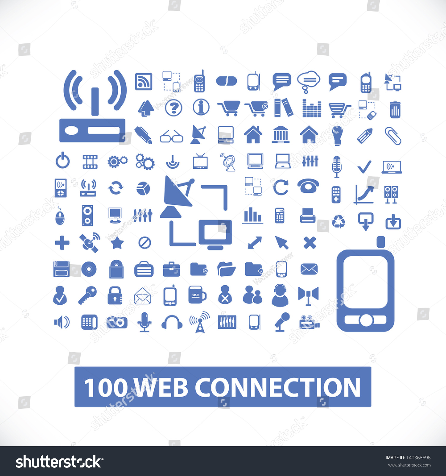 100 Web Communication Connection Icons Signs Stock Vector (Royalty Free ...