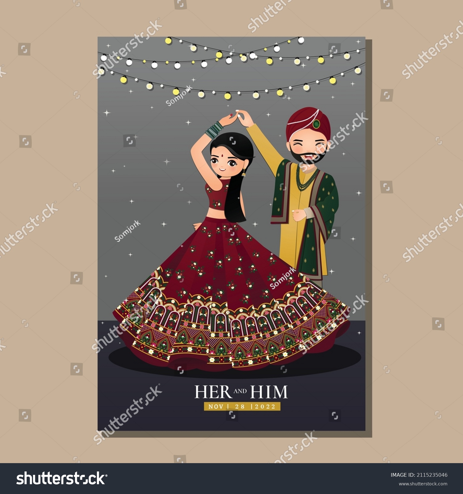 Wedding Invitation Card Bride Groom Cute Stock Vector Royalty Free 2115235046 9143