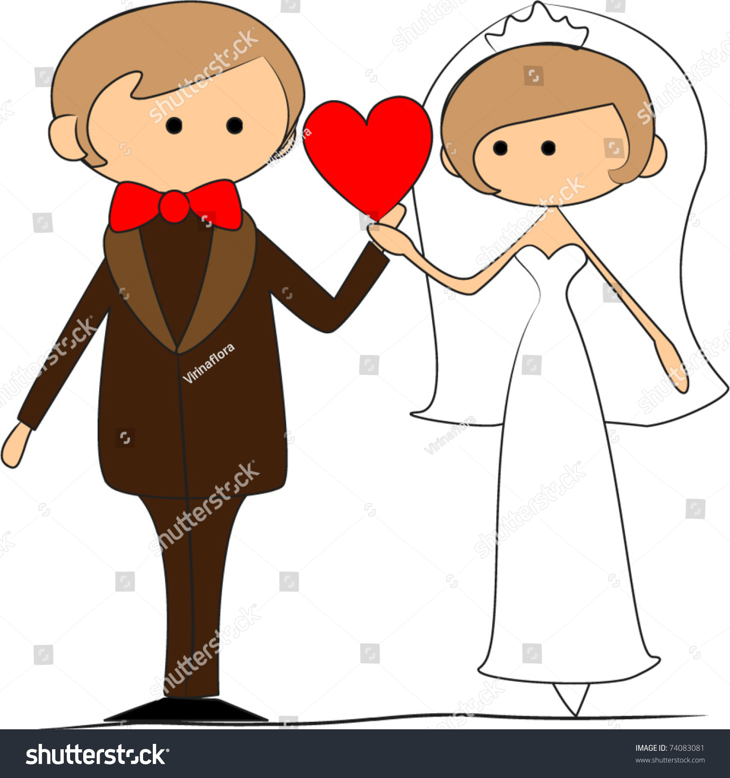 Wedding Picture, Bride And Groom In Love, The Vector - 74083081 ...