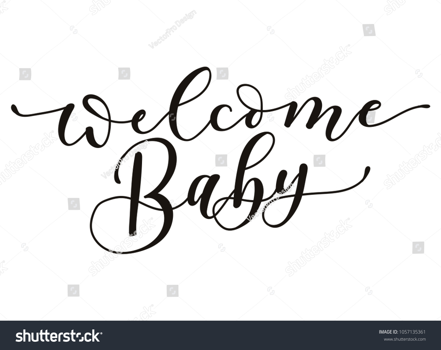 Welcome Baby Lettering Inscription Isolated On Stock Vector
