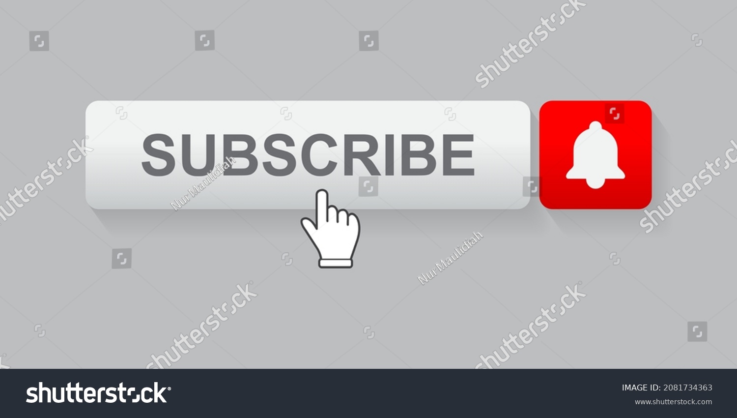 White Subscribe Button Hand Cursor Social Stock Vector (Royalty Free ...