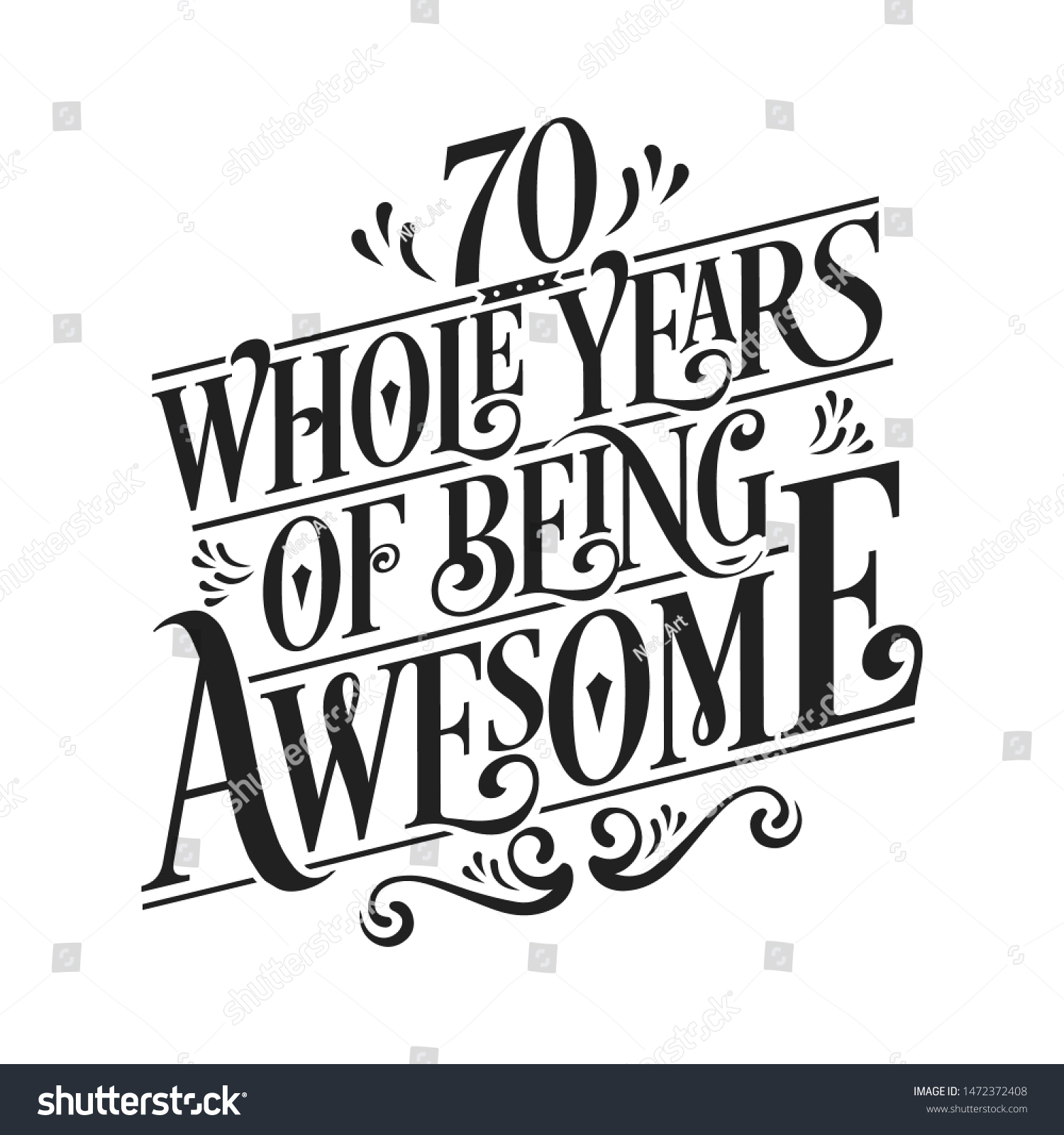 SVG of 70 Whole Years Of Being Awesome - 70th Birthday And Wedding  Anniversary Typographic Design Vector svg
