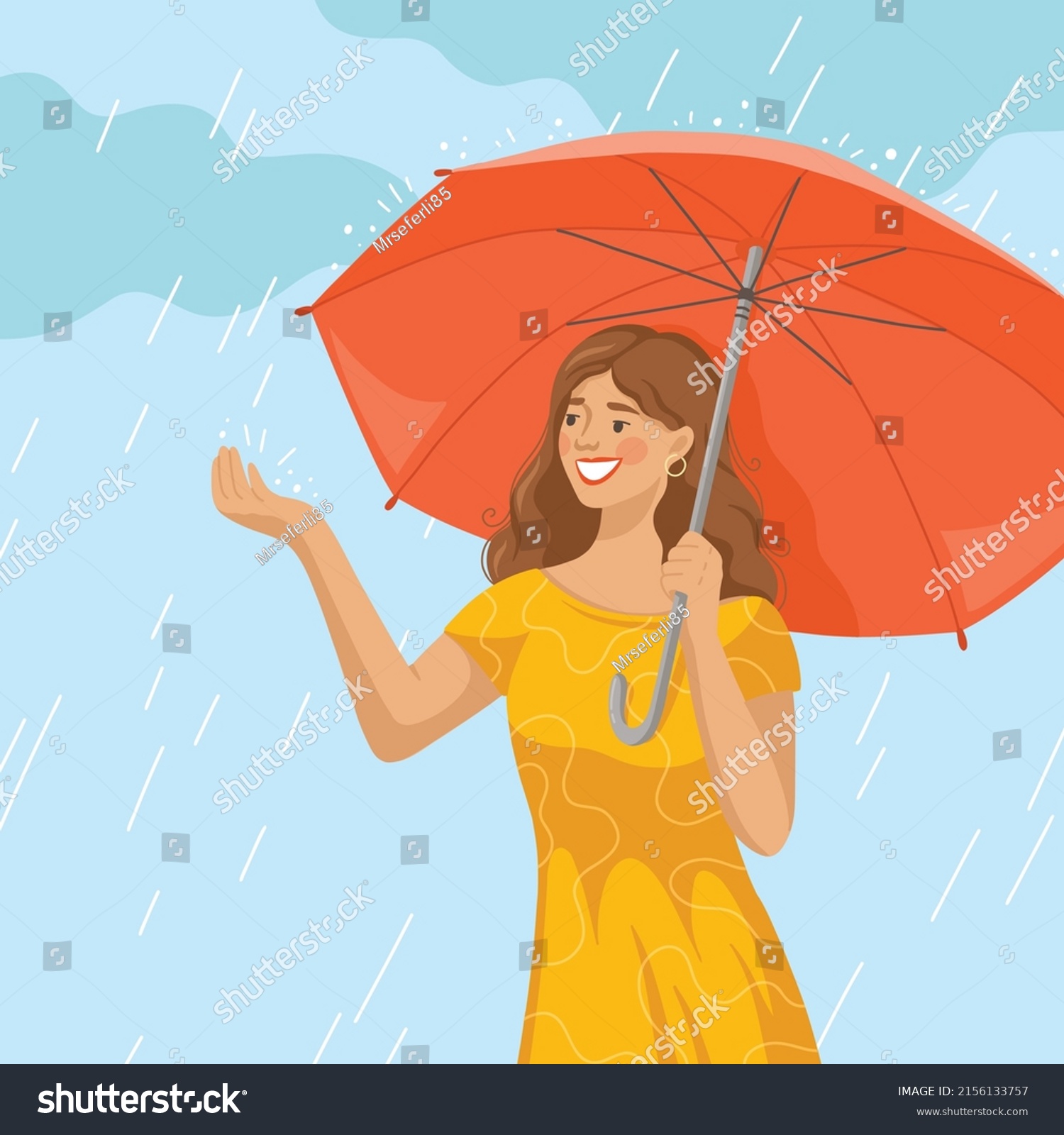 Woman Monsoon Season Illustration Stock Vector (Royalty Free ...