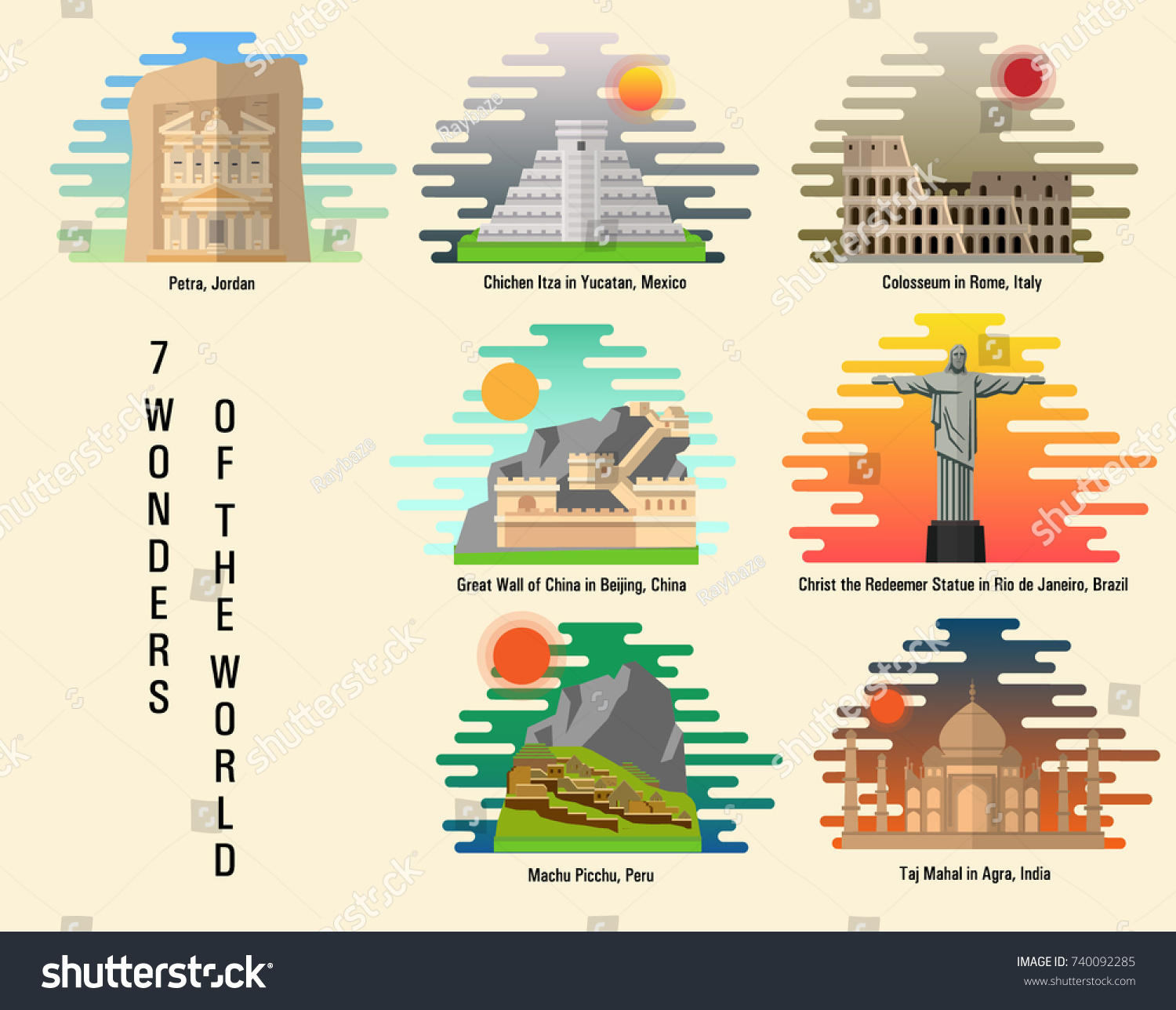 SVG of 7 wonders of the world svg