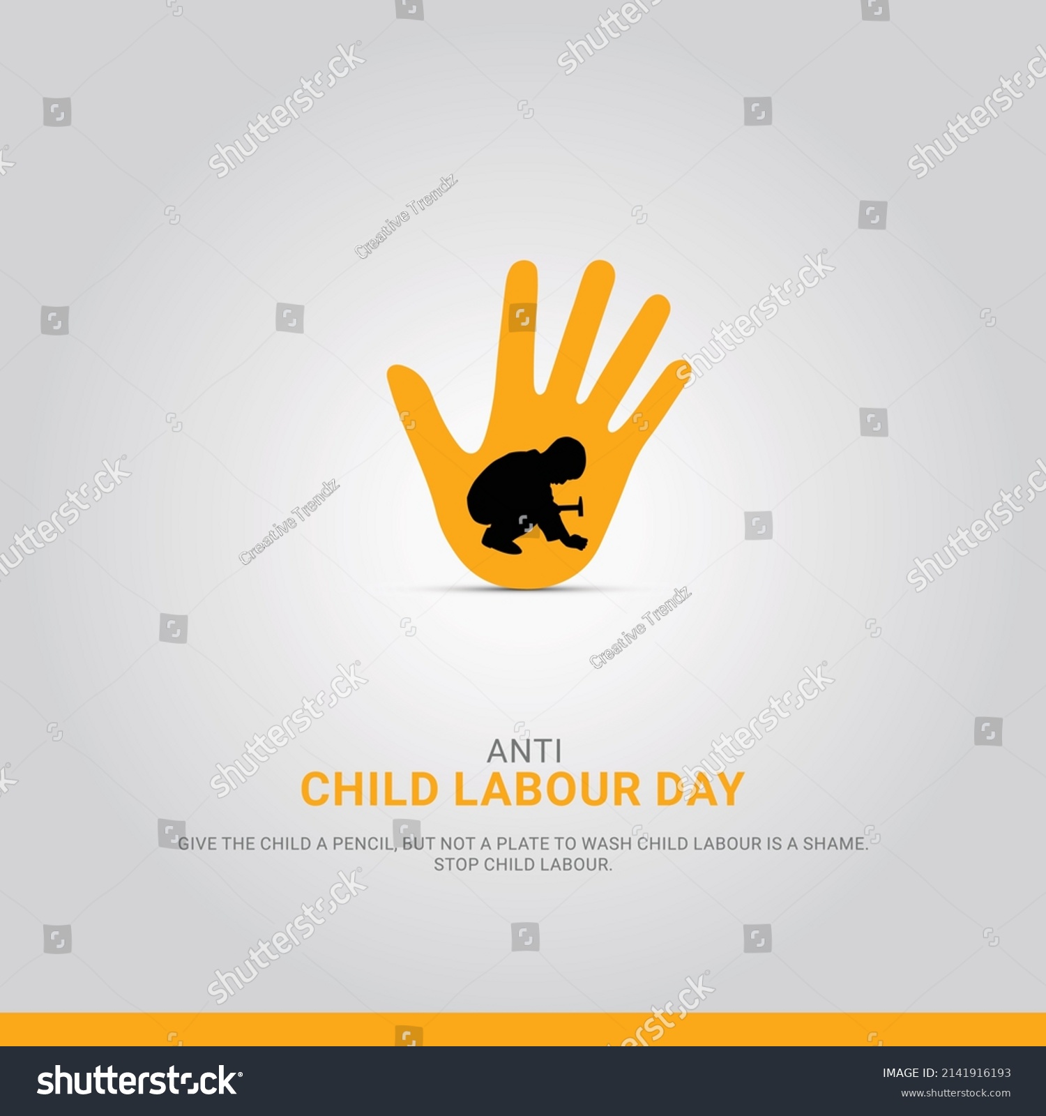 SVG of  World day against Child Labor. Anti child labor day. Hand and Child concept, Stop Child Labour. svg
