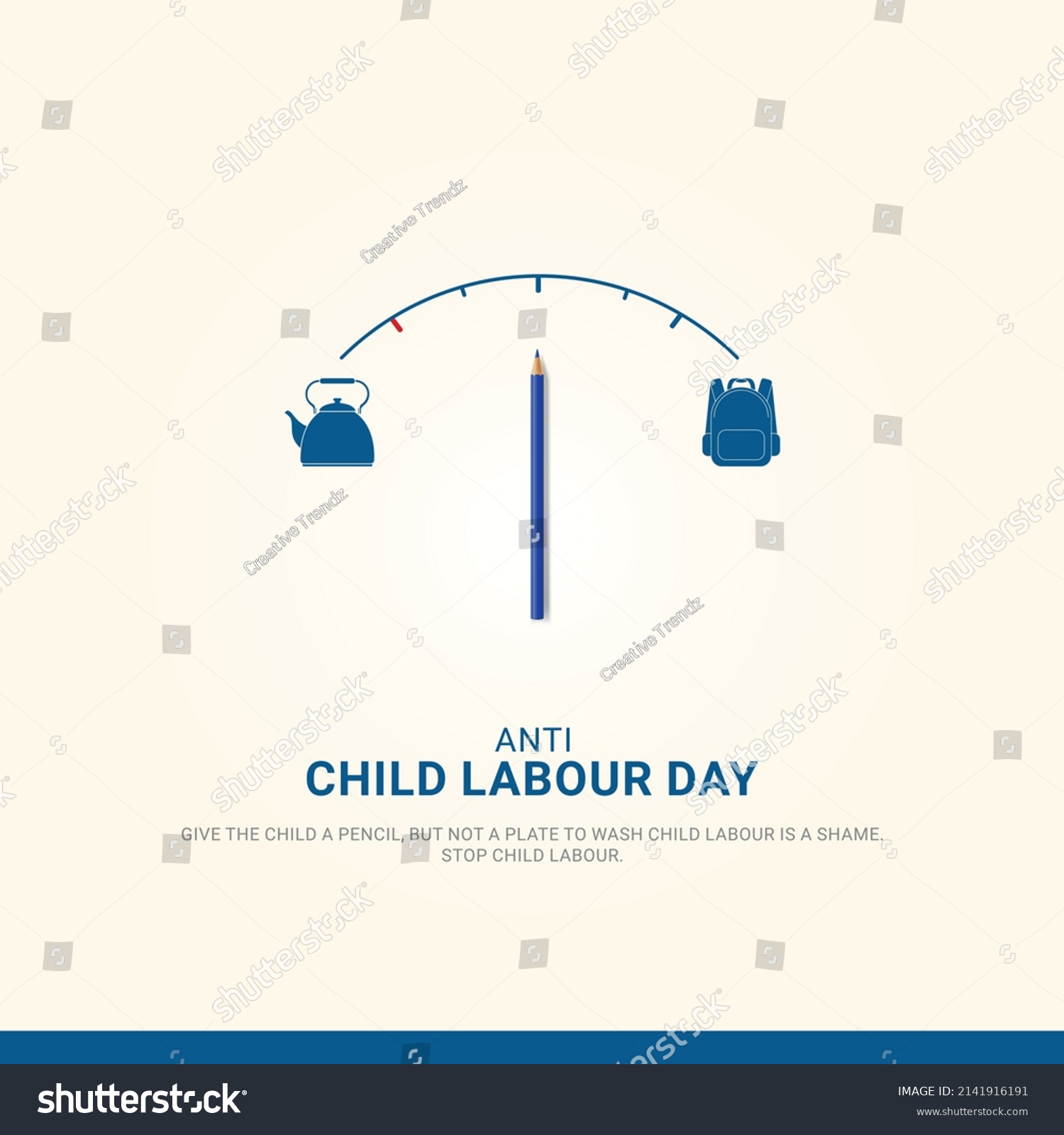 SVG of  World day against Child Labor. Anti child labor day. Tea kettle pencil and school bag concept. Stop Child Labour. svg
