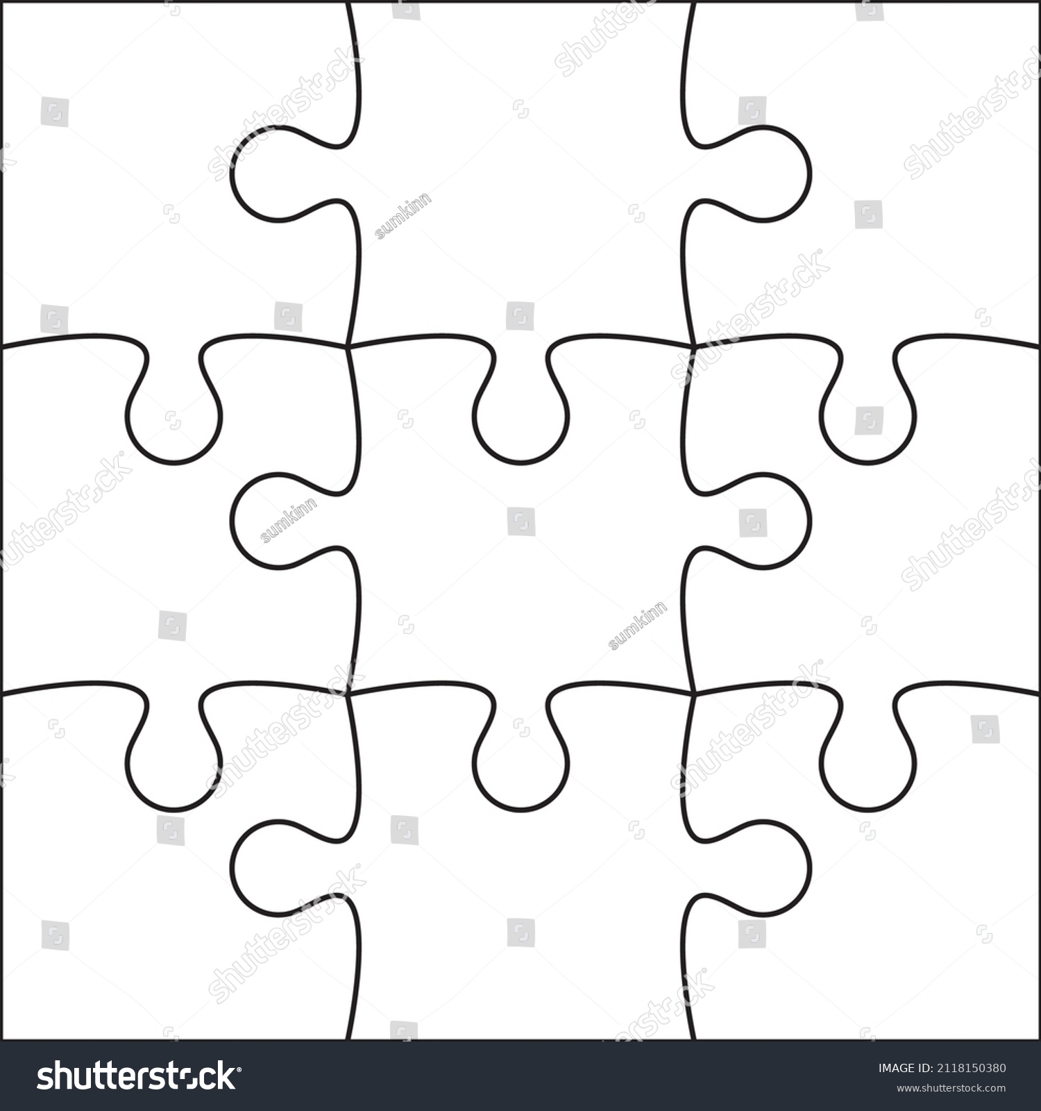 3x3 Jigsaw Puzzle Vector Blank Template Stock Vector (Royalty Free ...