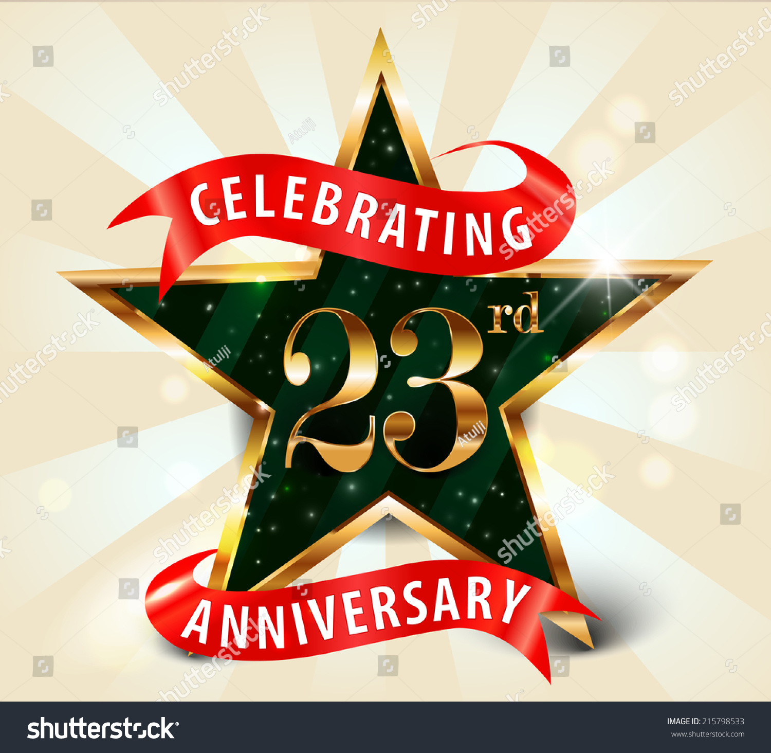 23 Year Anniversary Celebration Golden Star Stock Vector 215798533 ...