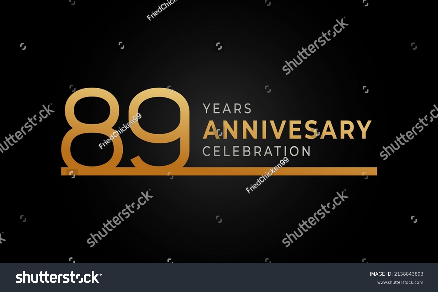 89 Year Anniversary Celebration Logotype Single Stock Vector Royalty Free 2138843893