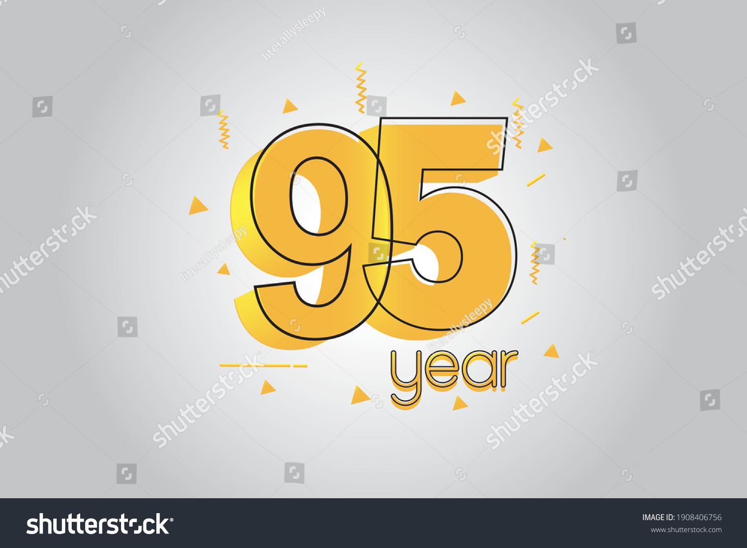 SVG of 95 year anniversary celebration Yellow Colors Comical Design logotype. anniversary logo isolated on White background, vector Horizontal number design for celebration - vector svg