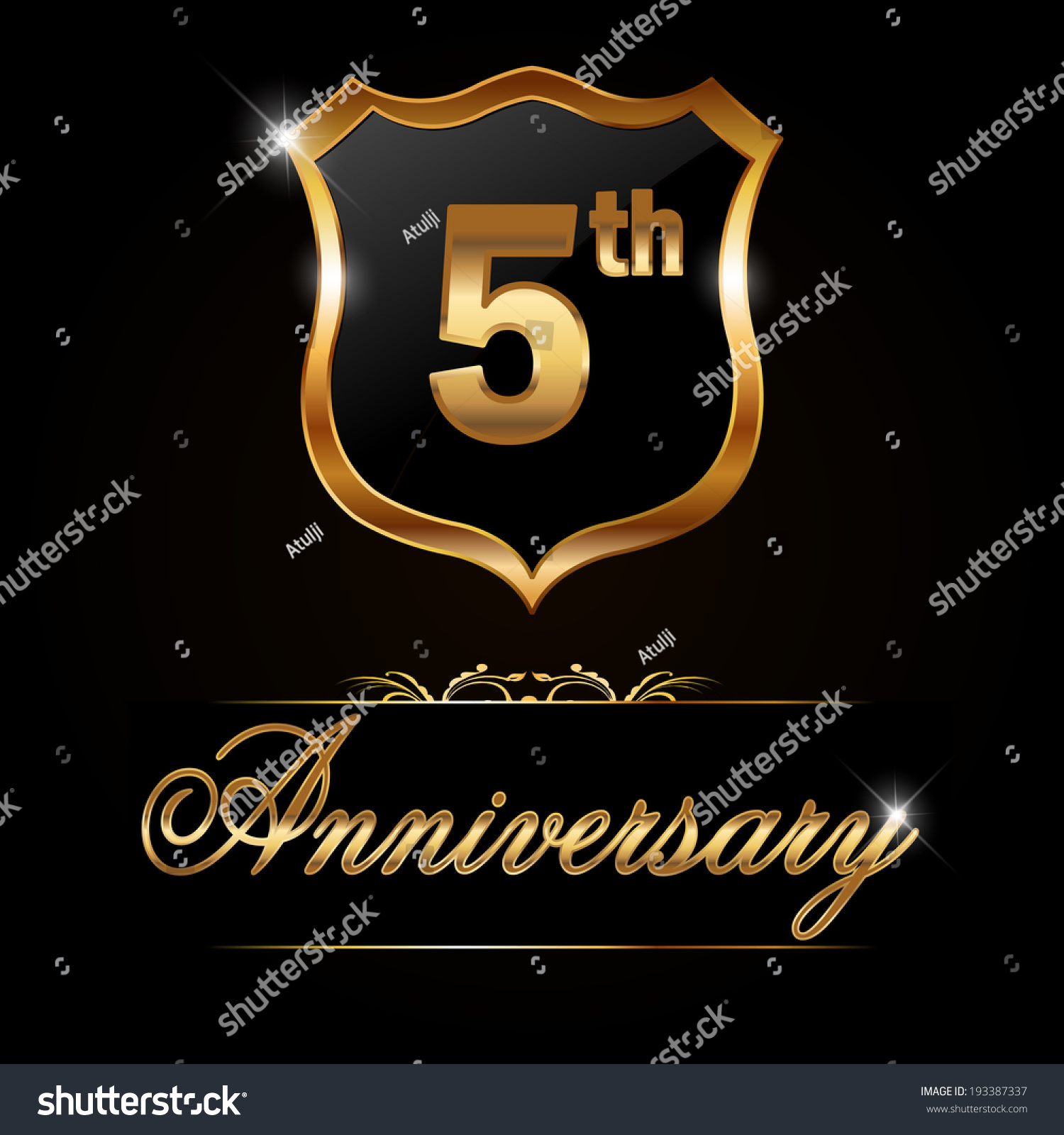 5 Year Anniversary Golden Label 5th เวกเตอร์สต็อก ปลอดค่าลิขสิทธิ์ 193387337 Shutterstock 1667