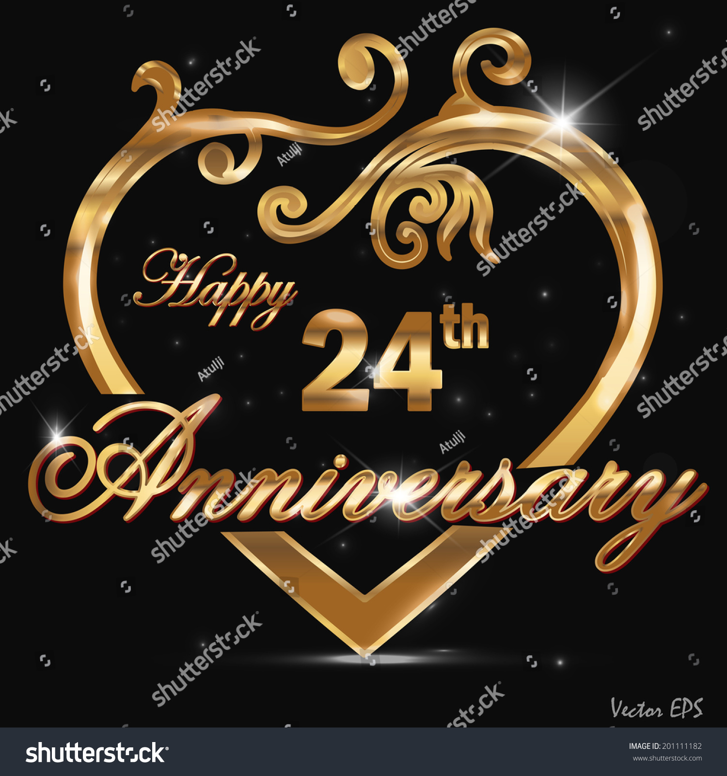 24 Year Anniversary Golden Label 24th Stock Vector 201111182 - Shutterstock