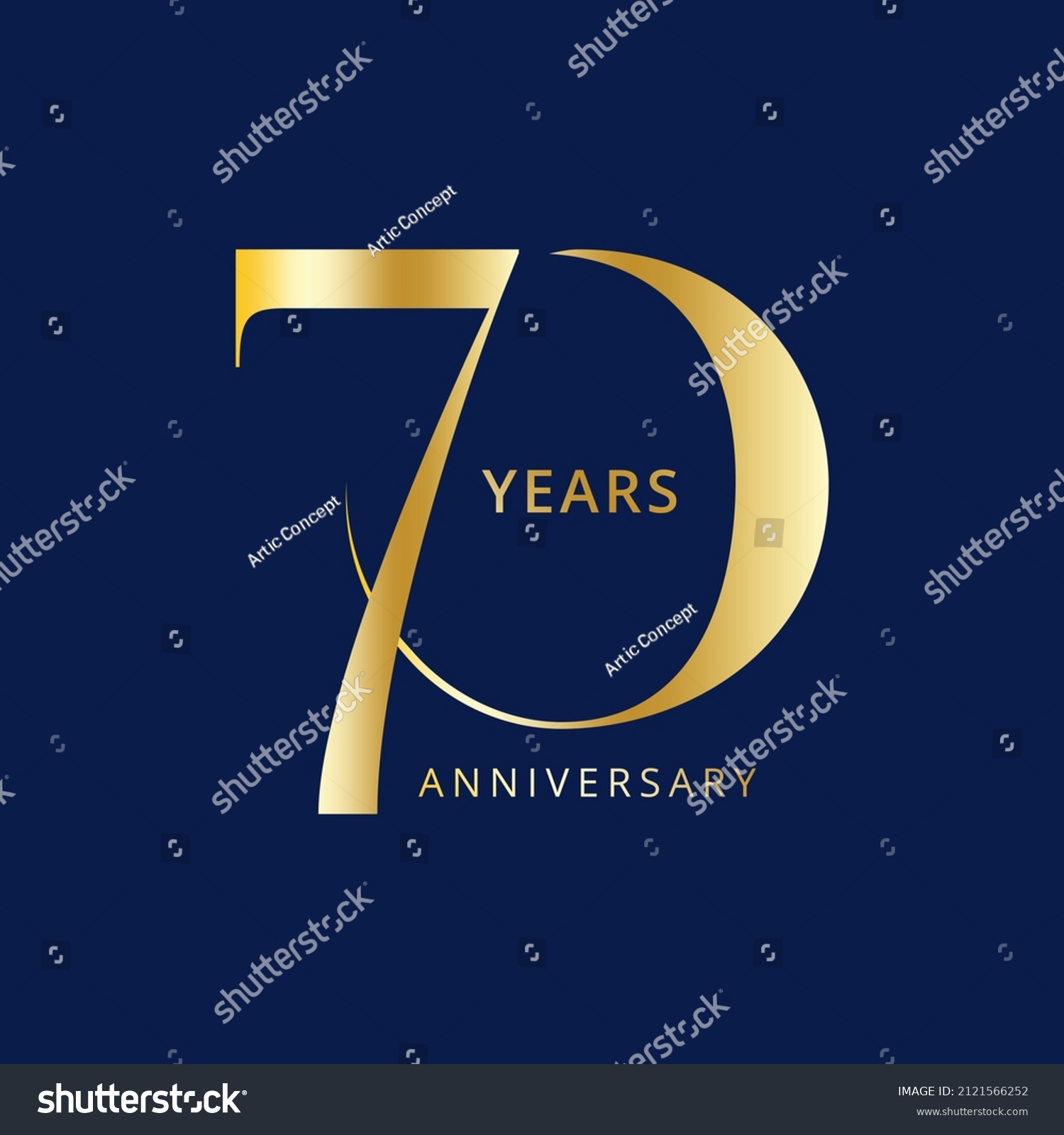 SVG of 70 Year Anniversary Logo, Golden Color, Vector Template Design element for birthday, invitation, wedding, jubilee and greeting card illustration. svg