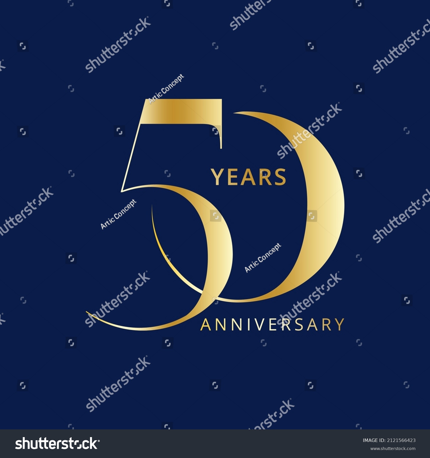 SVG of 50 Year Anniversary Logo, Golden Color, Vector Template Design element for birthday, invitation, wedding, jubilee and greeting card illustration. svg