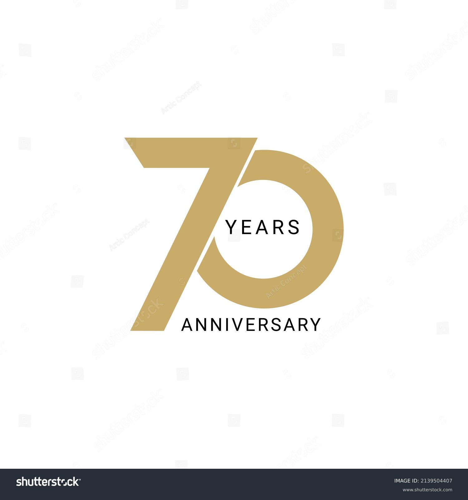 SVG of 70 Year Anniversary Logo, Golden Color, Vector Template Design element for birthday, invitation, wedding, jubilee and greeting card illustration. svg