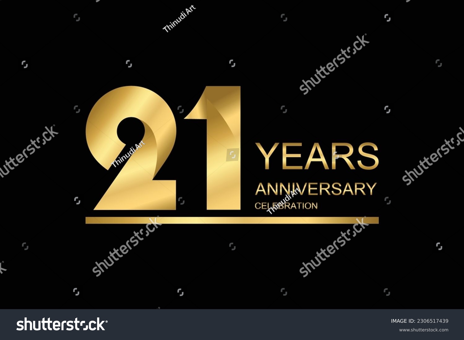 SVG of 21 year anniversary vector banner template. gold icon isolated on black background. svg