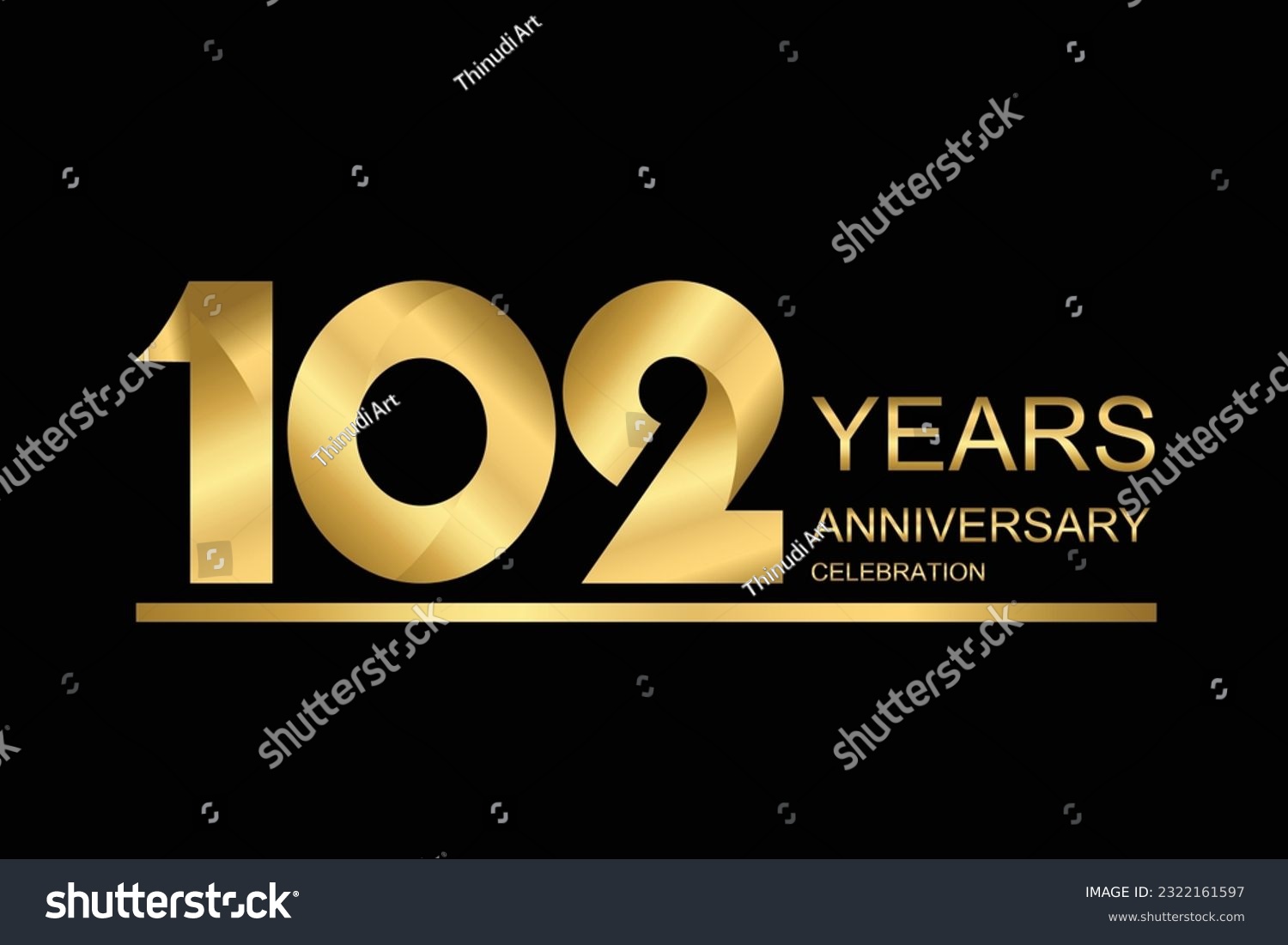 SVG of 102 year anniversary vector banner template. gold icon isolated on black background. svg